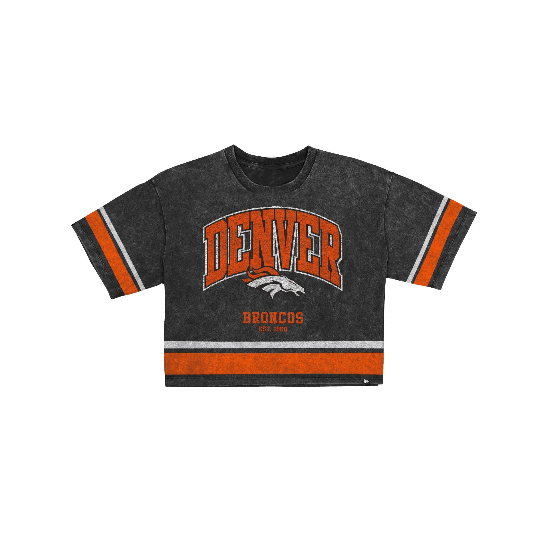 Denver Broncos T-shirt court à rayures vintage pour femme