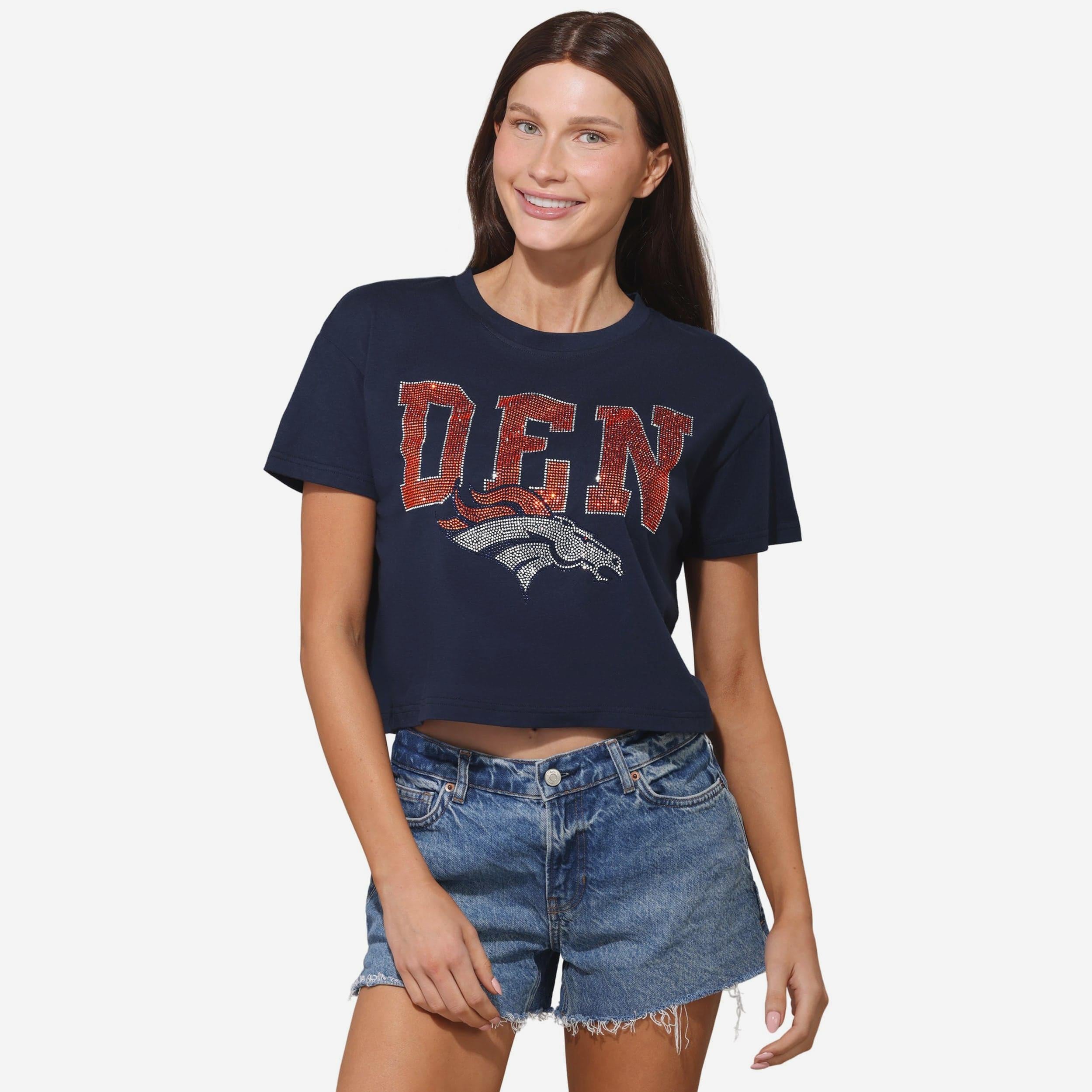 Denver Broncos Haut court avec logo strass pour femme