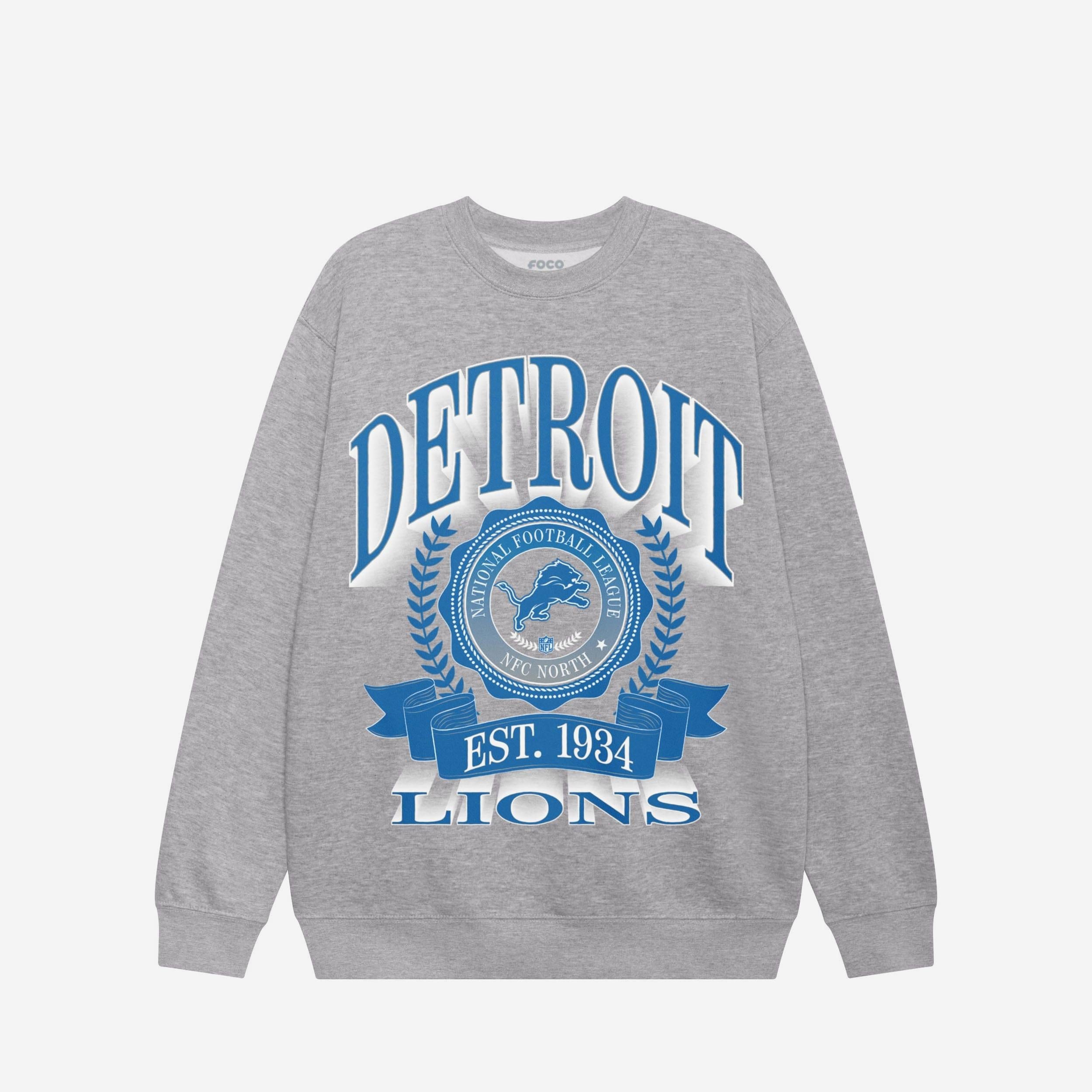 Detroit Lions Sweat-shirt à col rond avec écusson de bannière