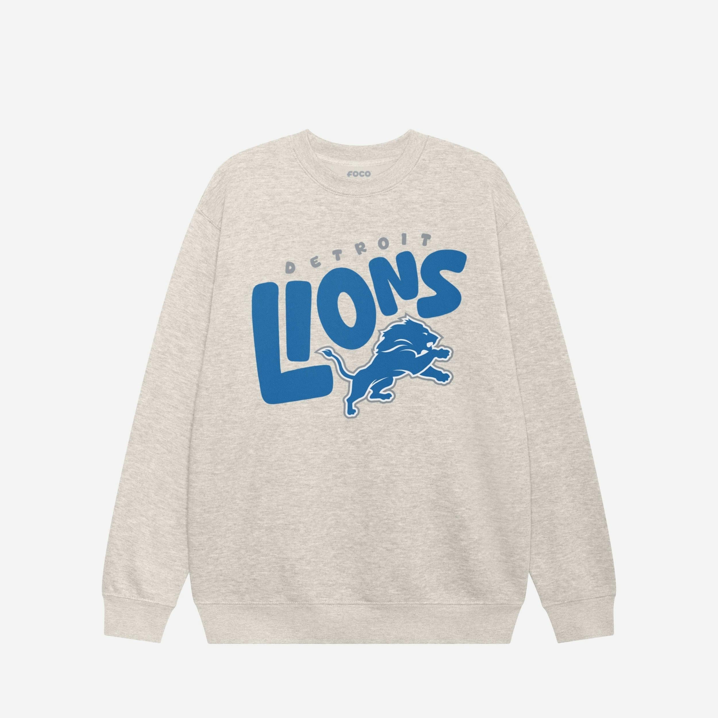 Sweat-shirt à col rond bulle Detroit Lions