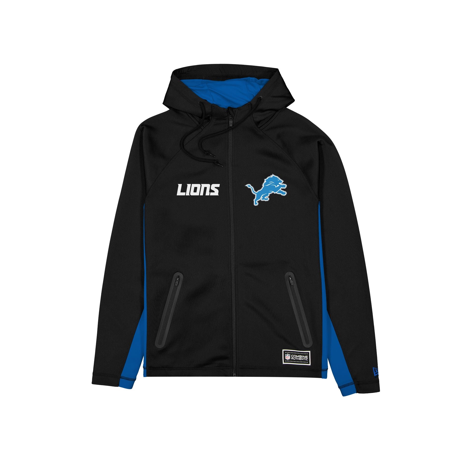 Detroit Lions Combine Noir Sweat à capuche entièrement zippé