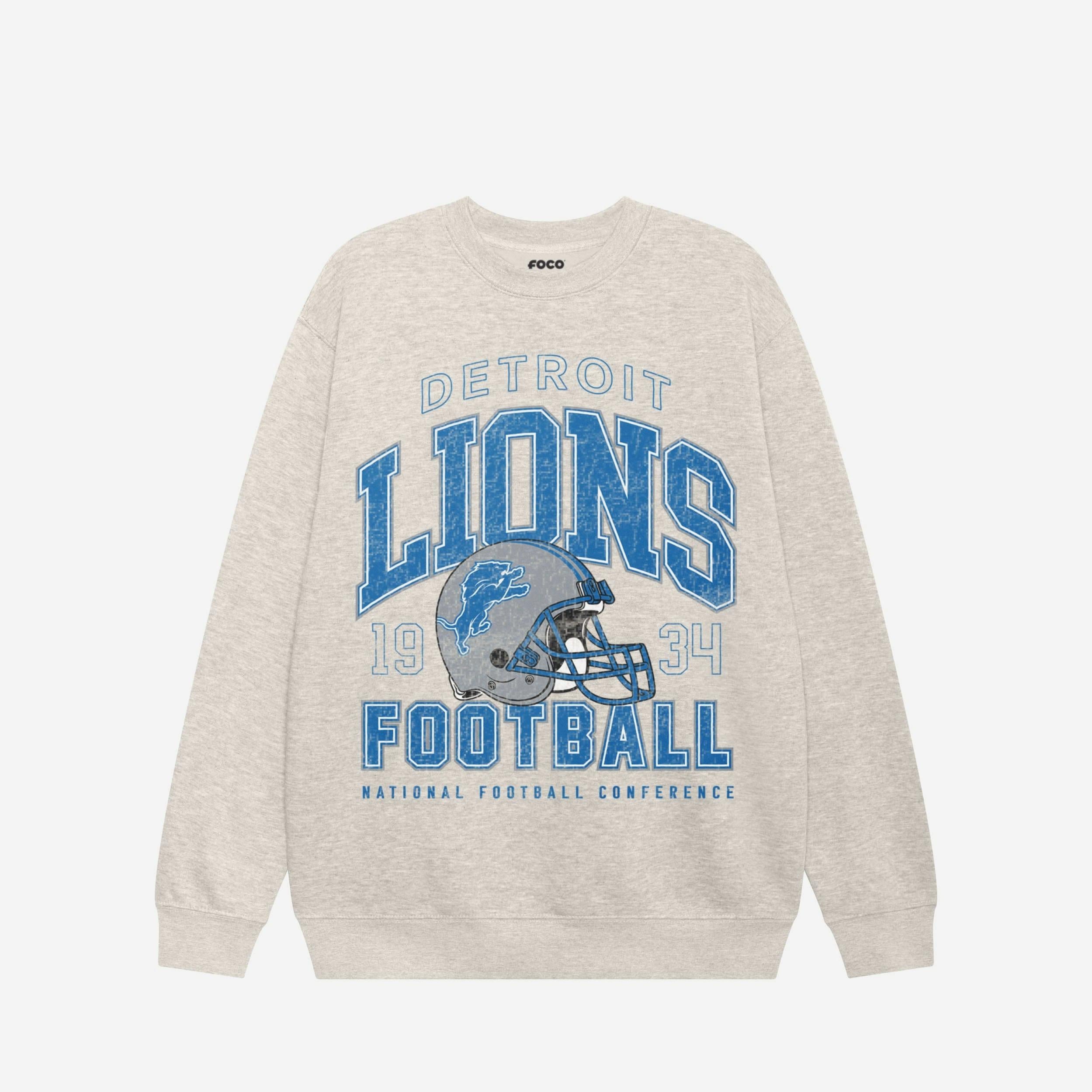 Sweat-shirt universitaire à col rond Detroit Lions