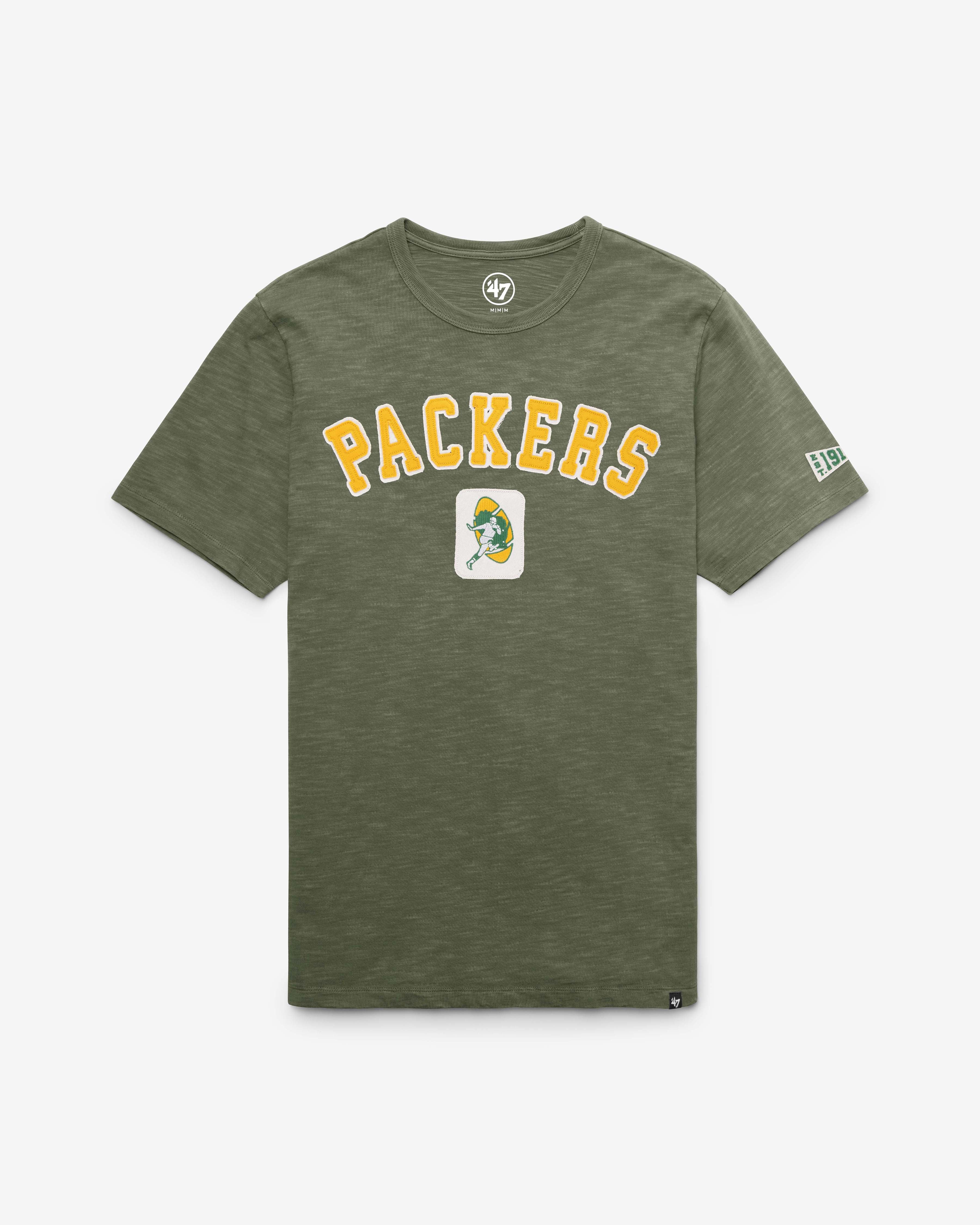 Green Bay Packers HISTORIQUE SEYMOORE BIEN USÉ '47 HEAVY SLUB TEE