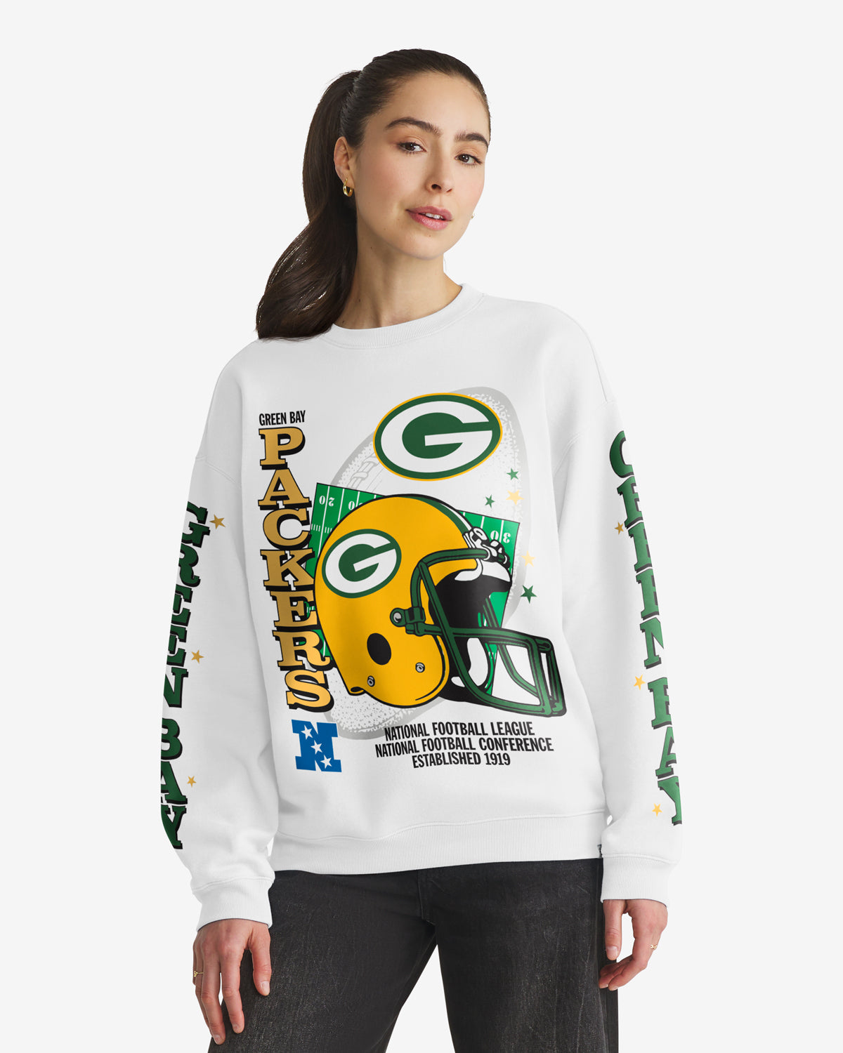 Green Bay Packers ÉQUIPAGE SURDIMENSIONNÉ HISTORIQUE THUNDEROUS '47 POUR FEMMES