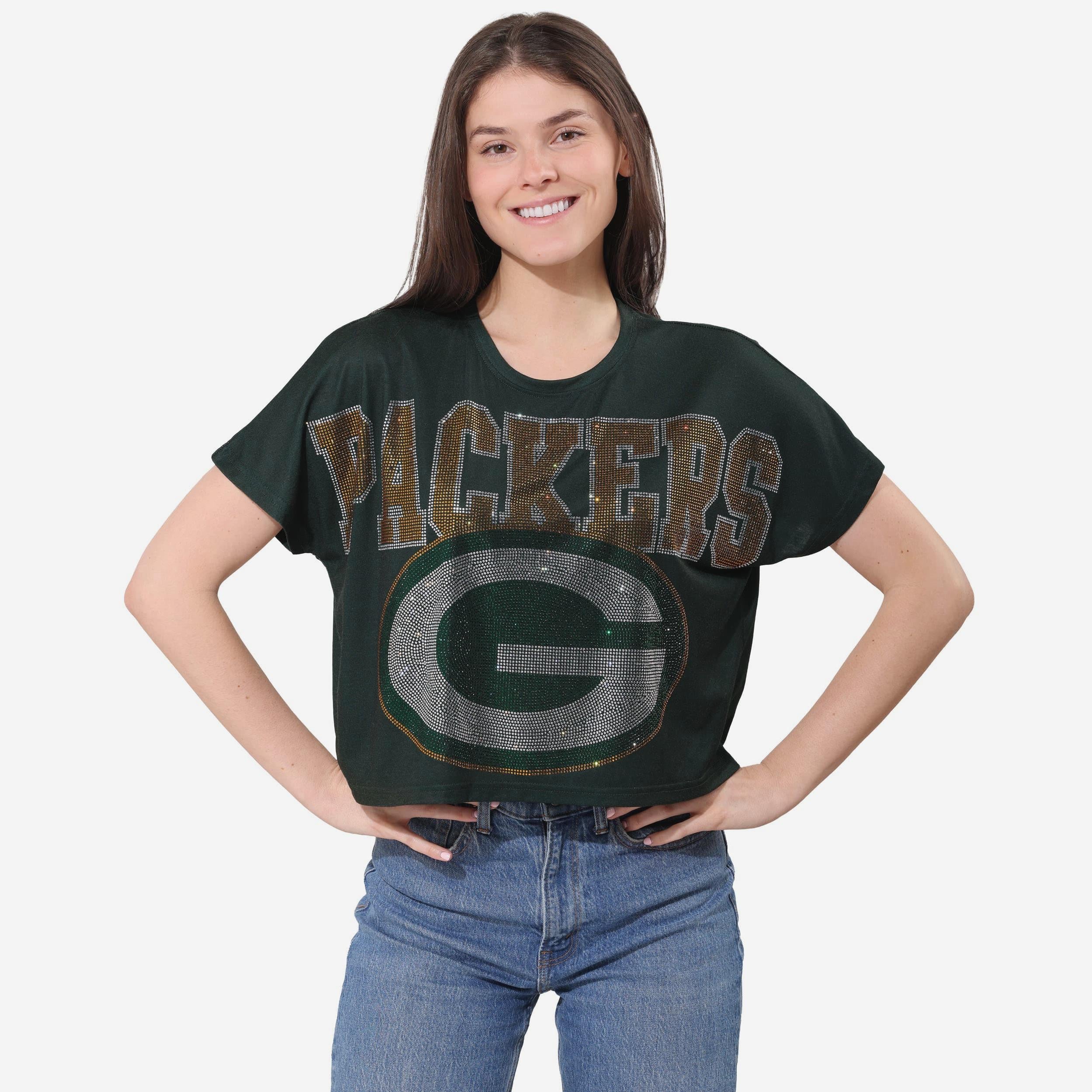 Green Bay Packers Haut court avec gros mot-symbole en strass