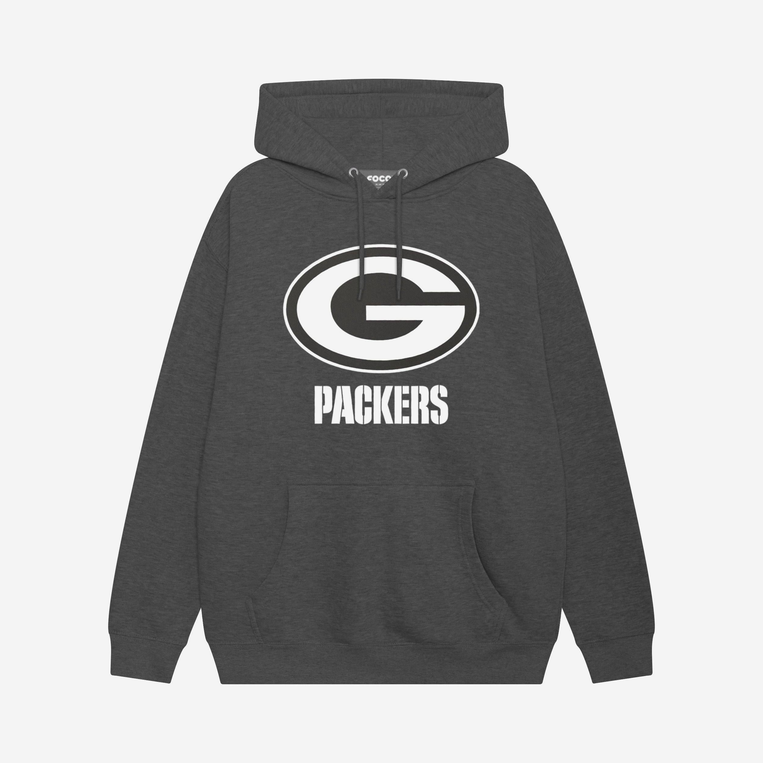 Green Bay Packers Sweat à capuche avec logo principal noir et blanc