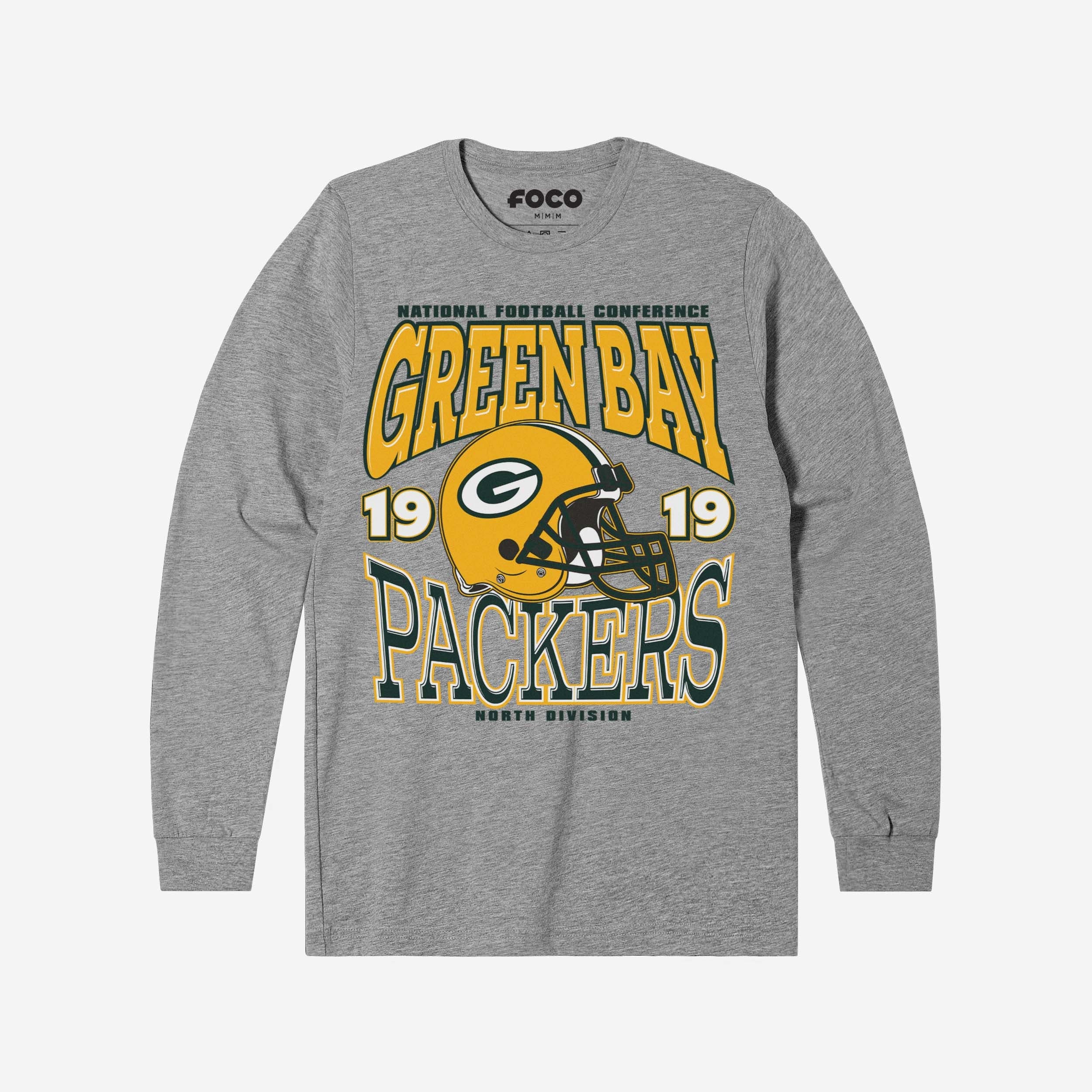 Green Bay Packers T-shirt à manches longues avec casque d'équipe classique