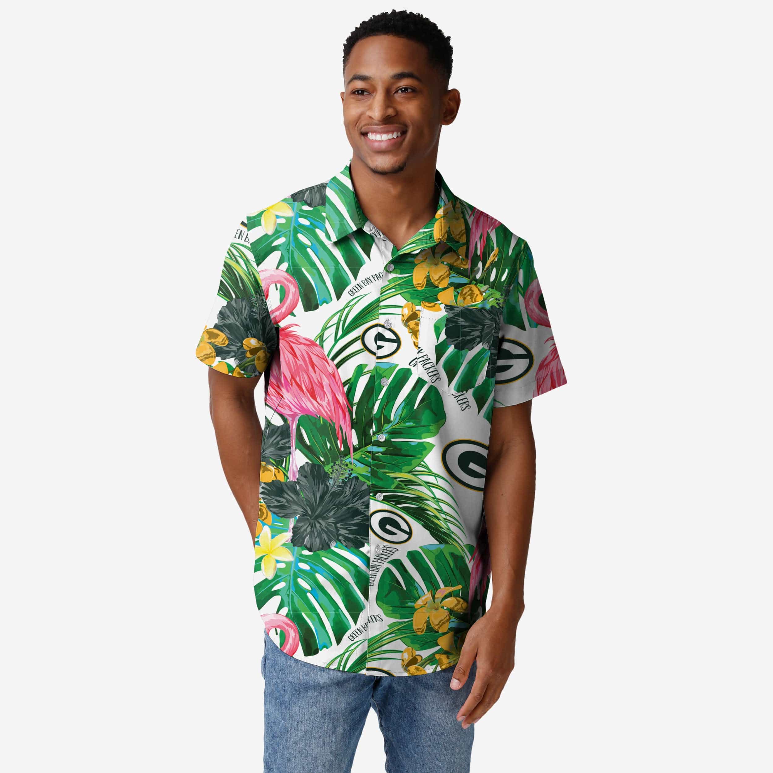 Green Bay Packers Chemise boutonnée flamant rose