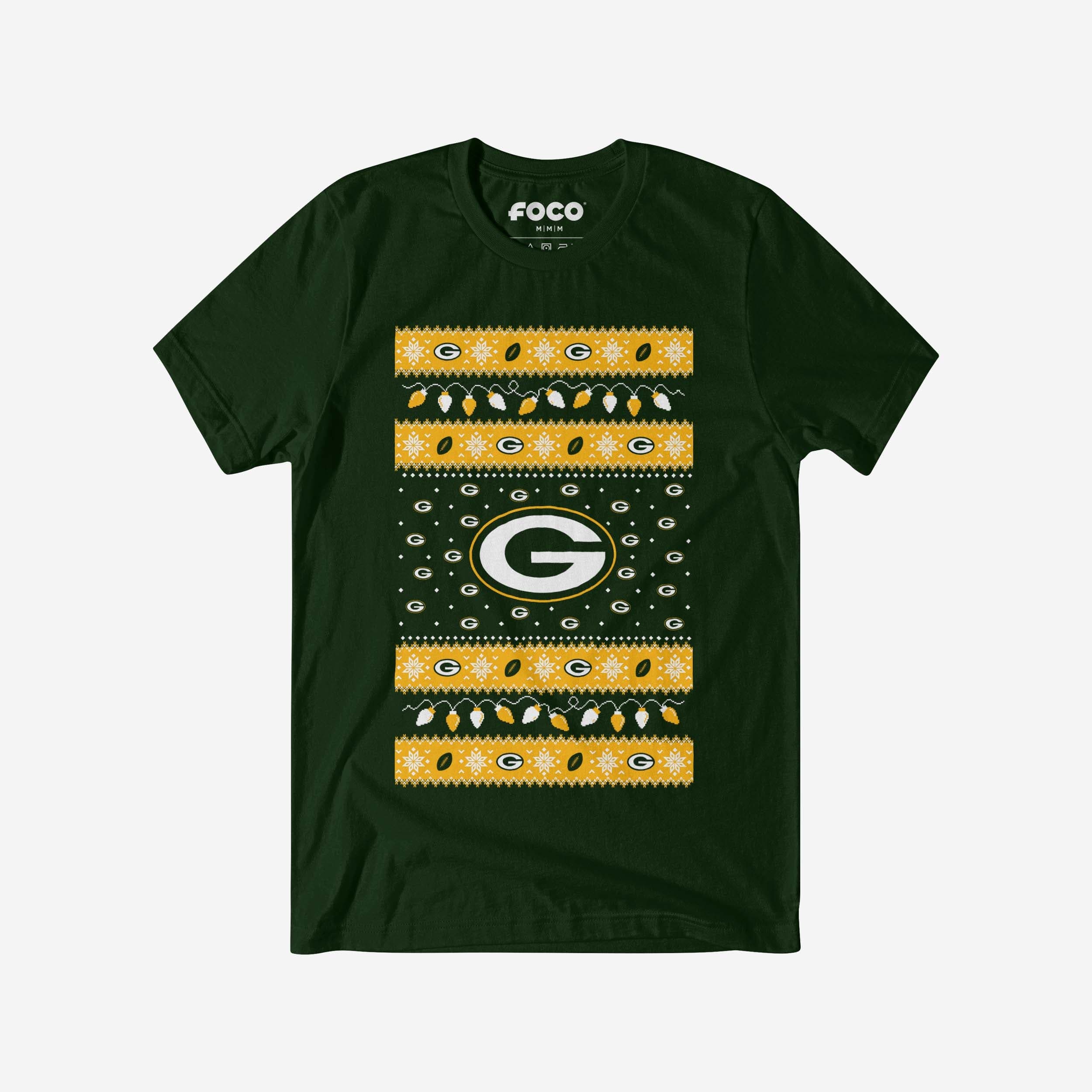 Green Bay Packers T-shirt pull lumières de Noël