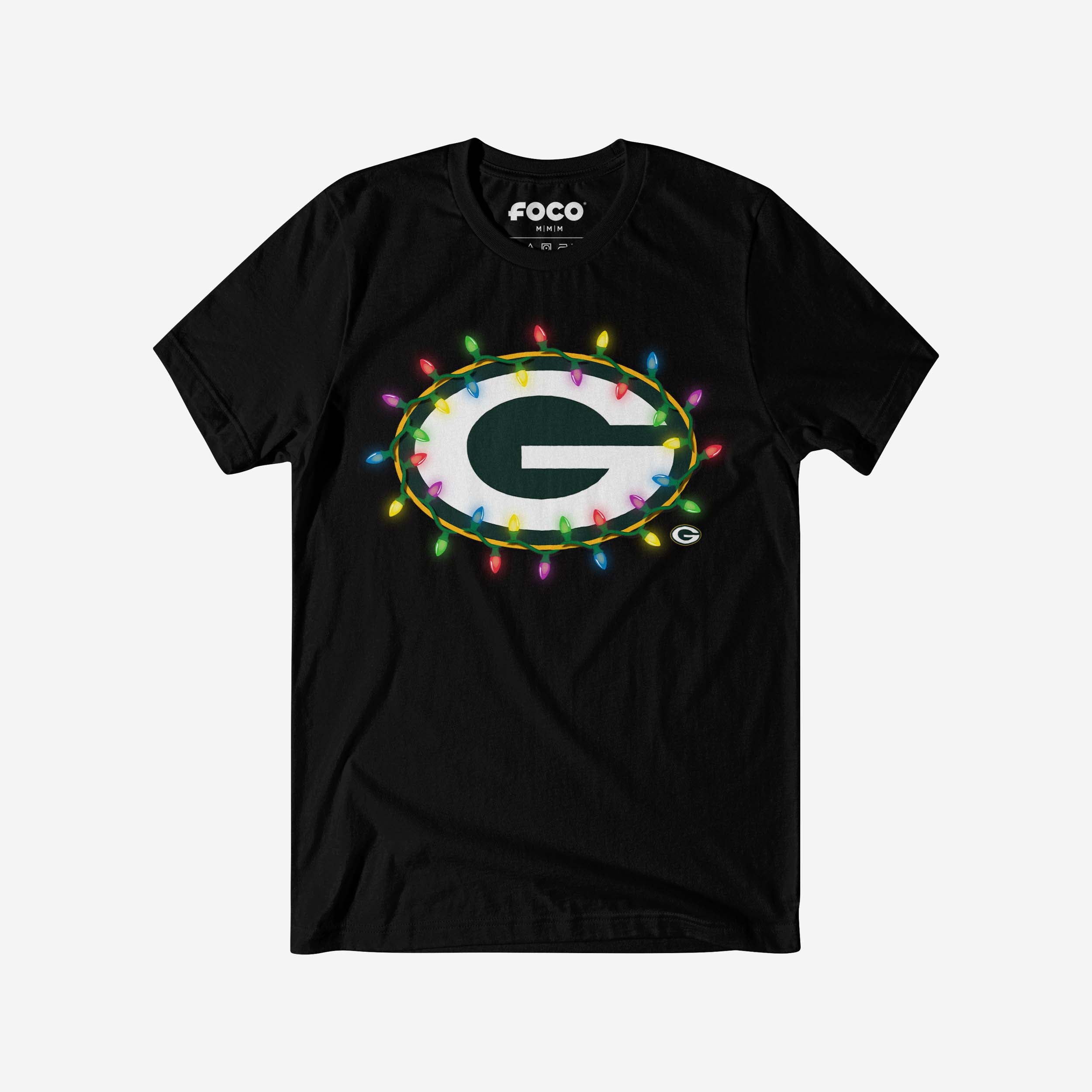 Green Bay Packers T-shirt avec logo principal Holiday Lights