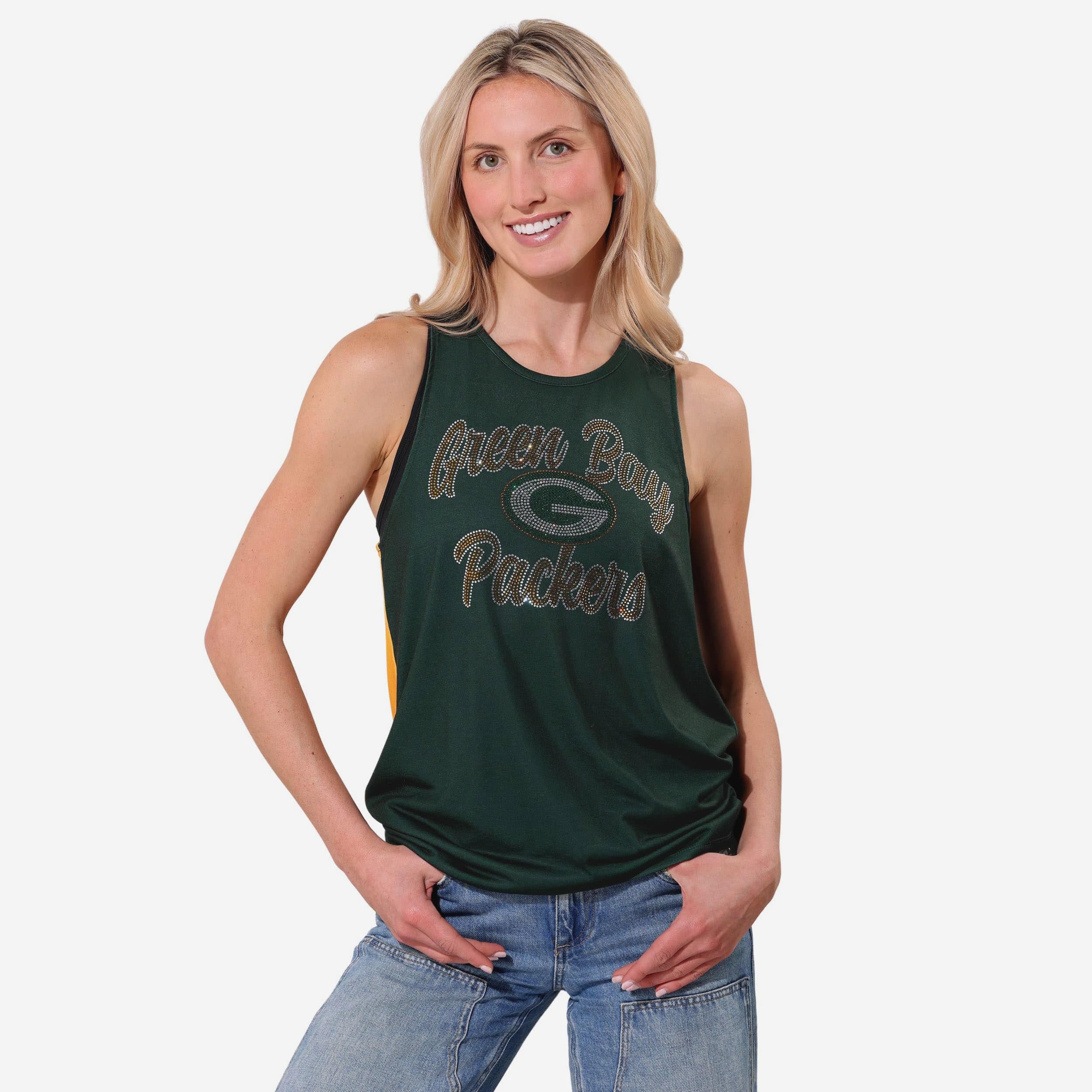 Green Bay Packers Haut sans manches brise-cravate en strass