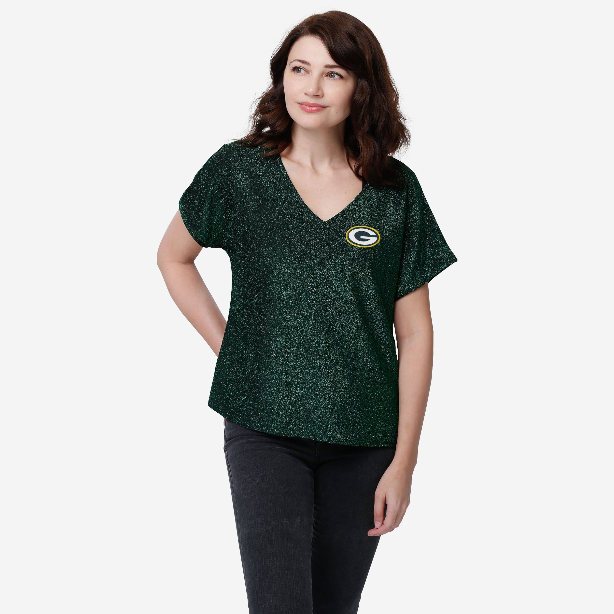 Green Bay Packers T-shirt à col en V à paillettes Gametime pour femmes