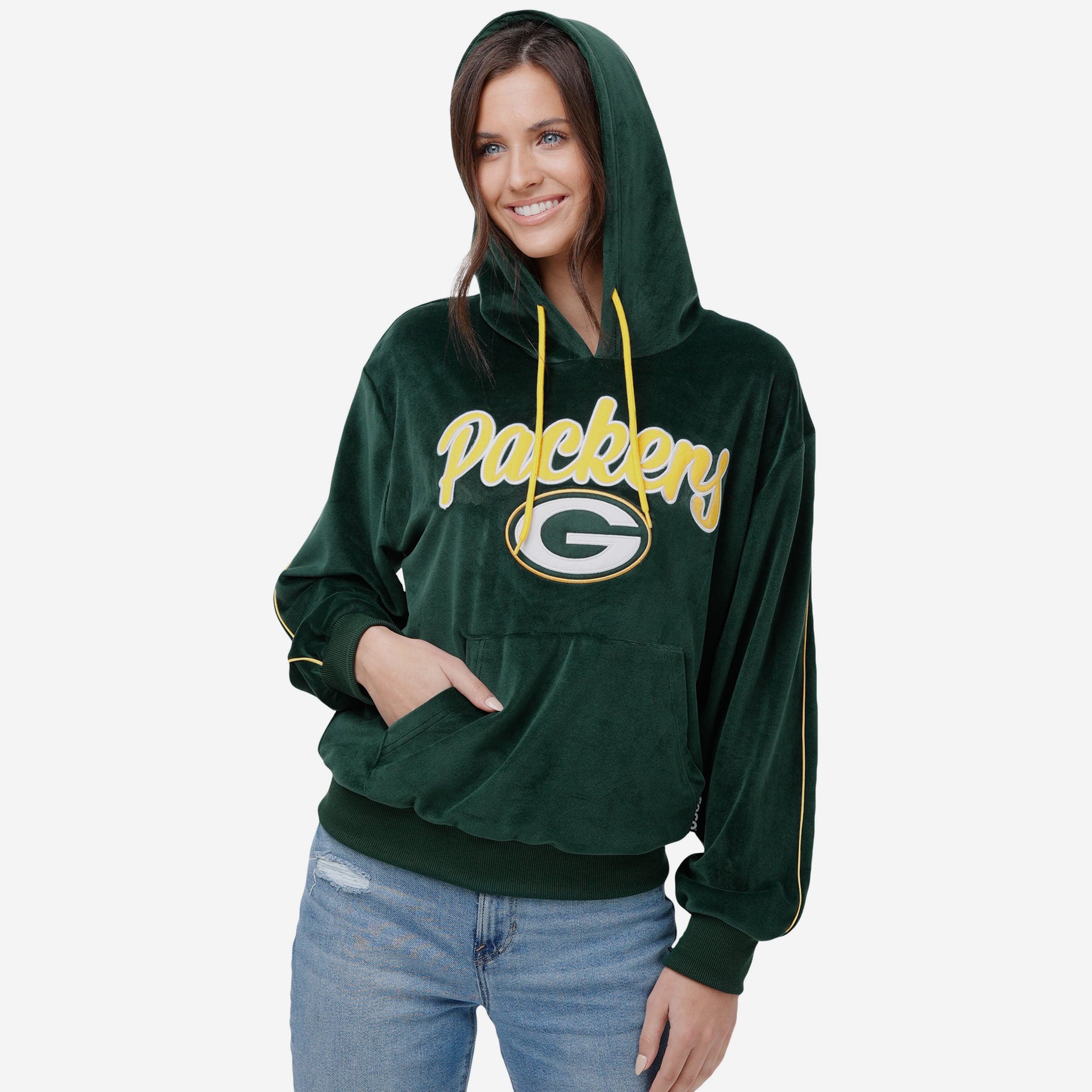 Green Bay Packers Sweat à capuche en velours pour femme