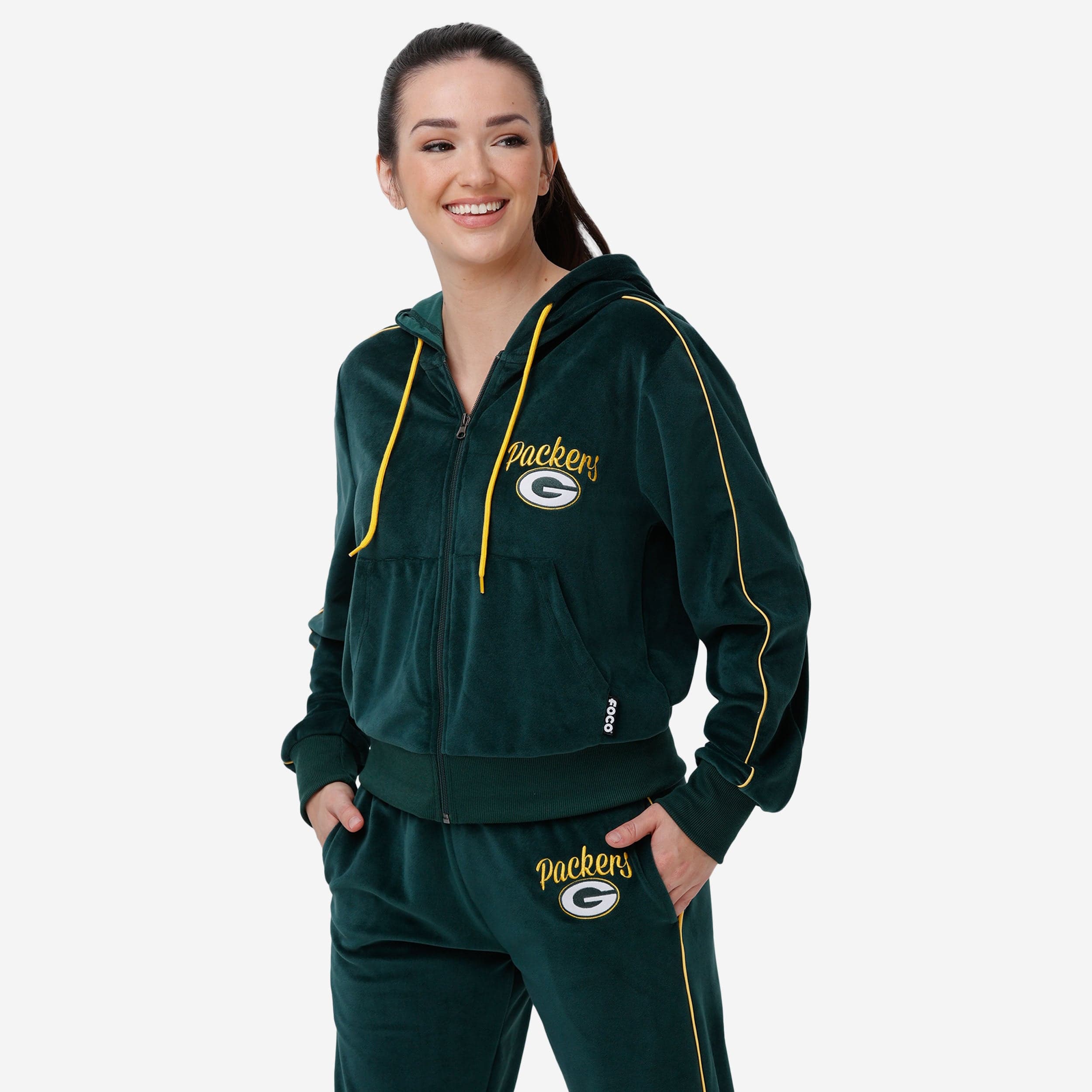 Green Bay Packers Haut zippé en velours pour femme
