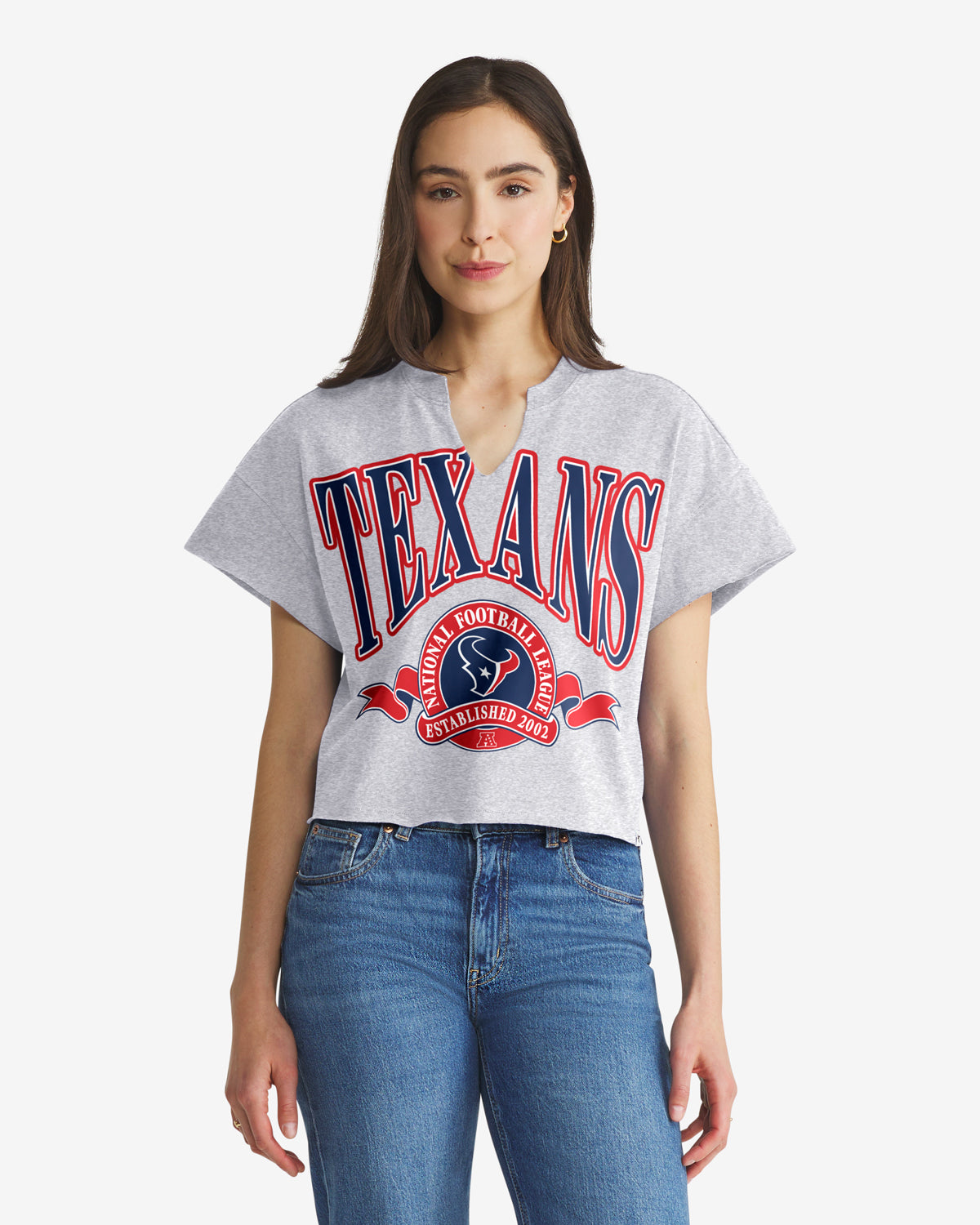 Houston Texans BANNERS OUT '47 T-shirt surdimensionné à col cranté pour femmes