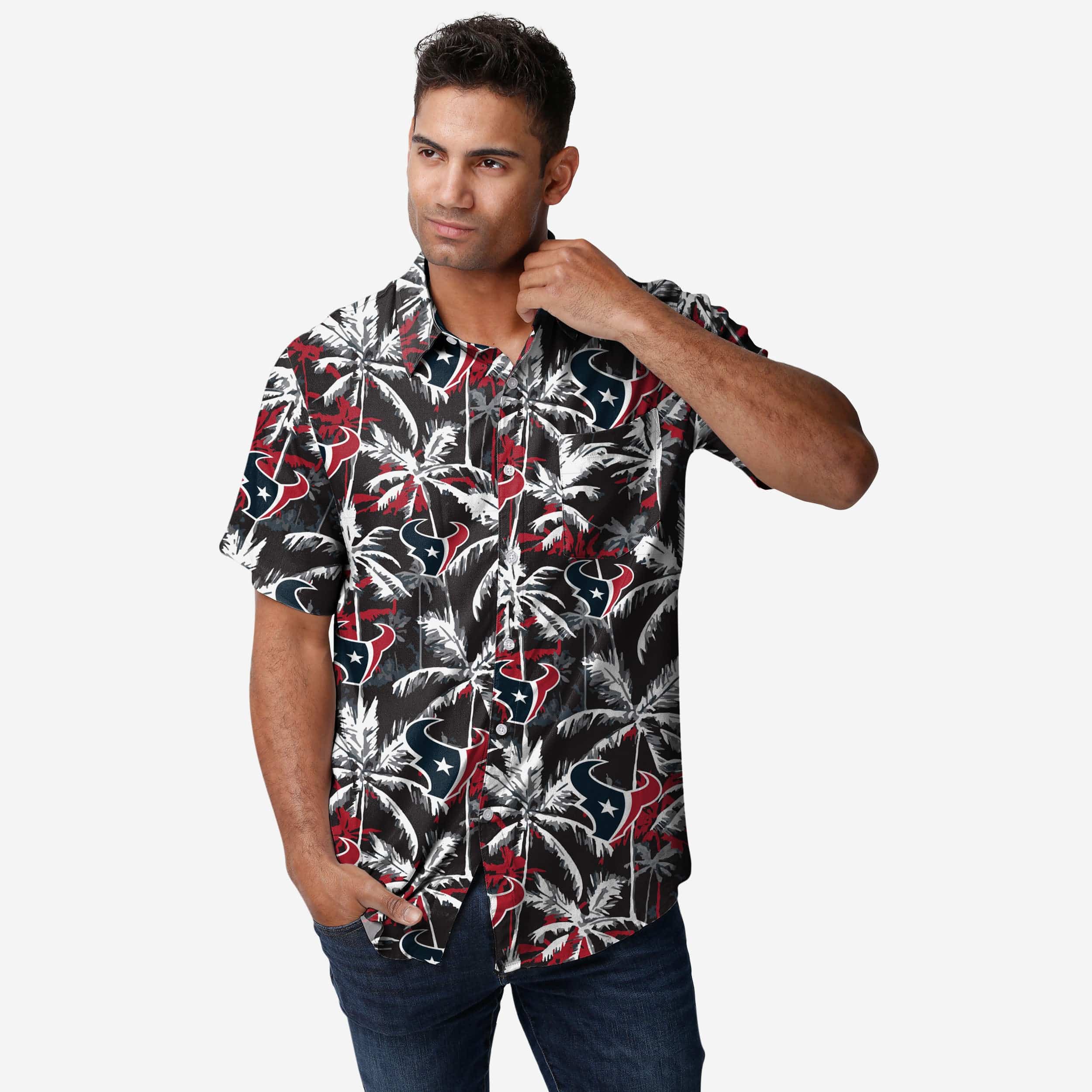 Houston Texans Chemise boutonnée à fleurs noire