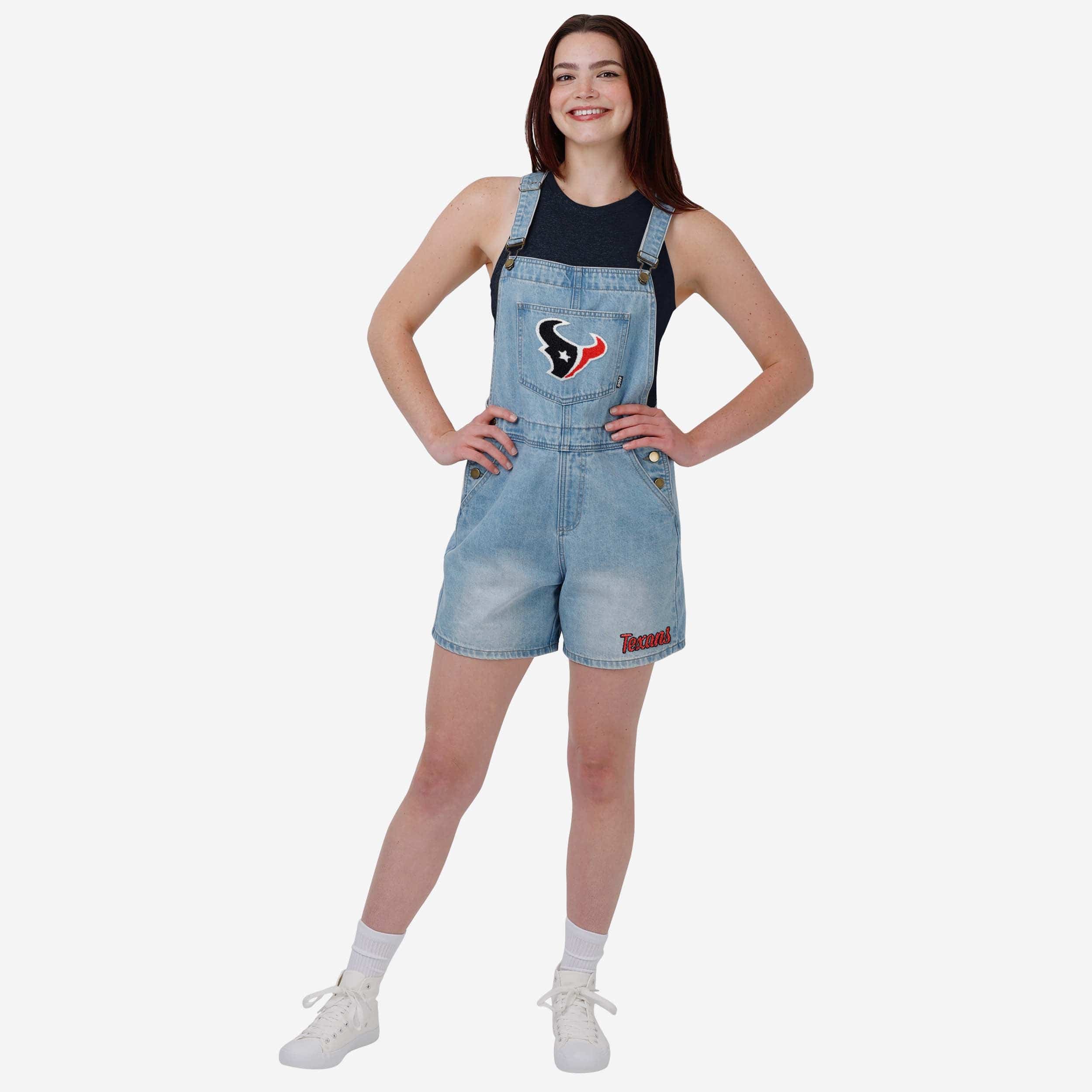 Houston Texans Salopette à bretelles en jean avec grand logo pour femme