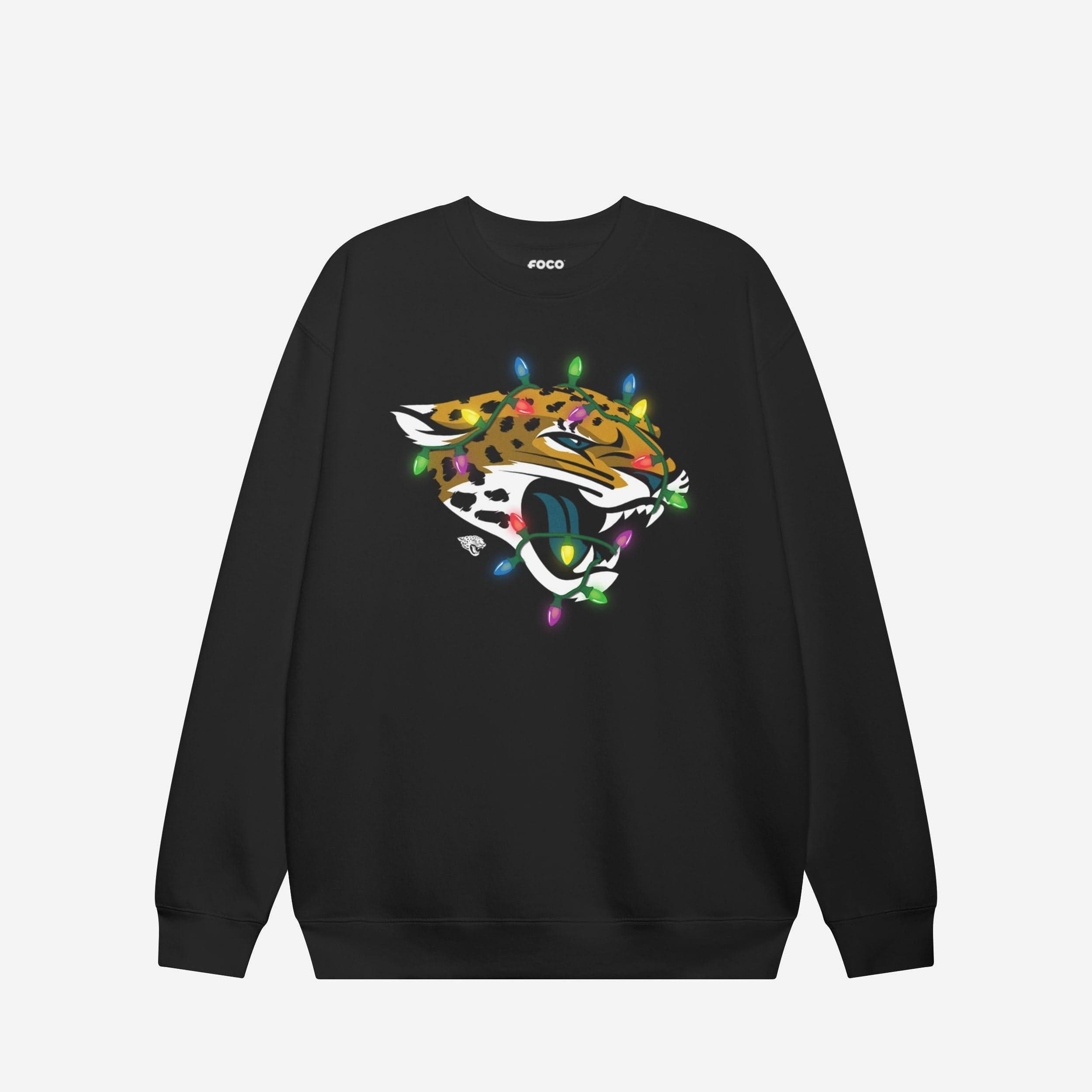 Jacksonville Jaguars Sweat-shirt à col rond avec logo principal Holiday Lights
