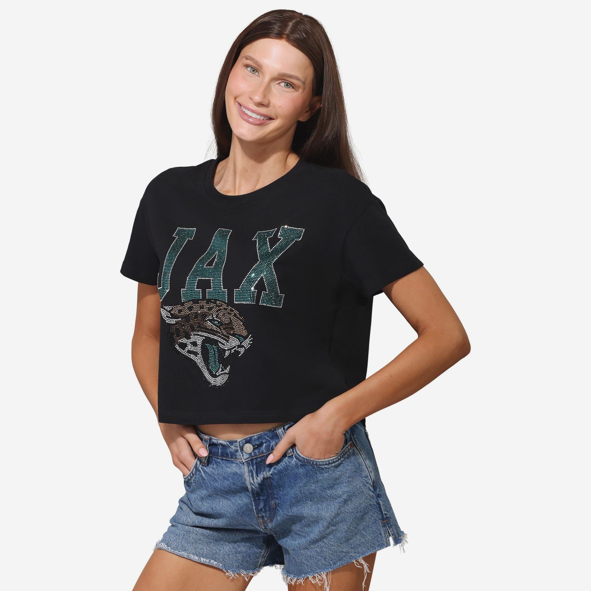 Jacksonville Jaguars Haut court avec logo strass pour femme