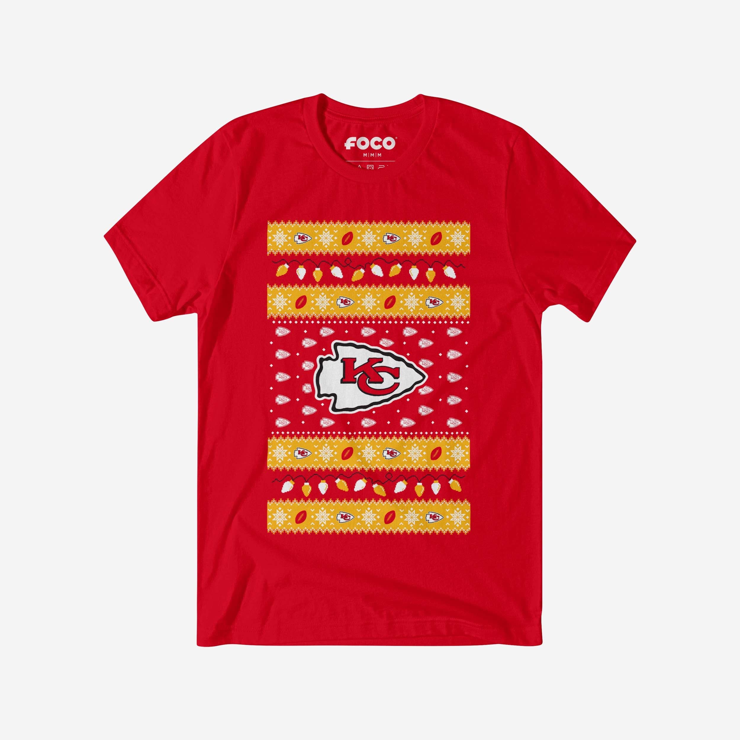 Kansas City Chiefs T-shirt pull lumières de Noël