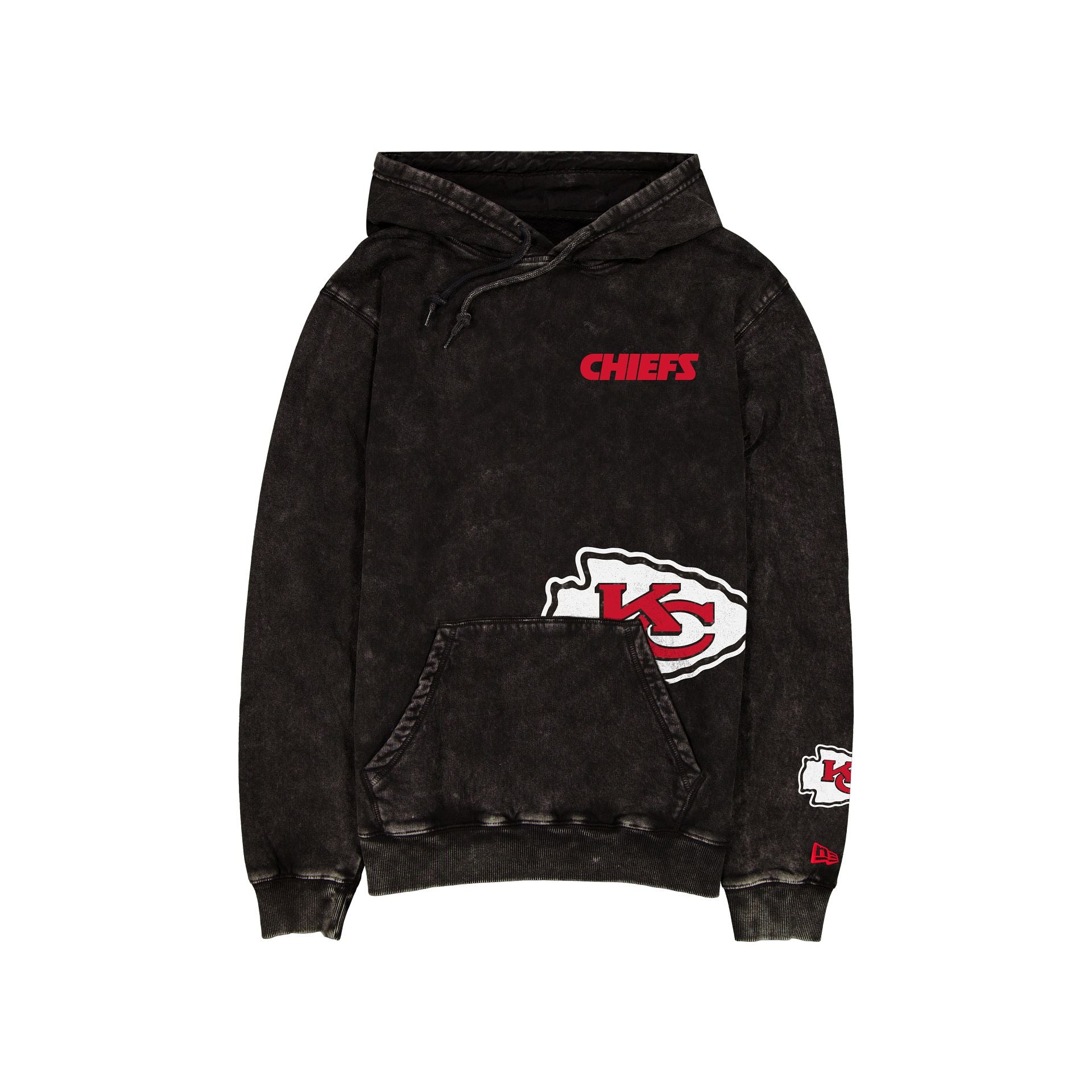 Sweat à capuche noir délavé avec logo Kansas City Chiefs