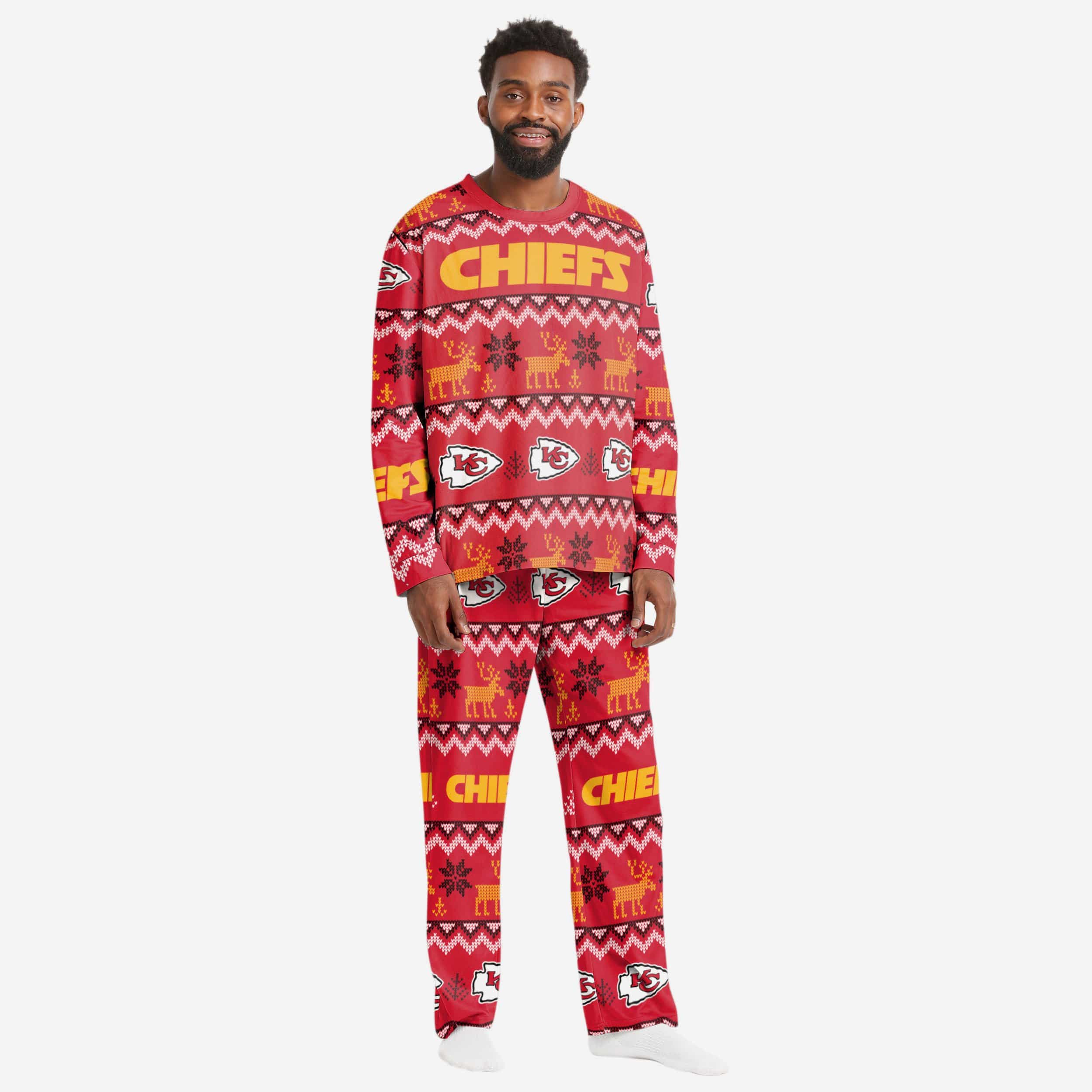 Kansas City Chiefs Pyjama de vacances en famille à motif laid pour hommes