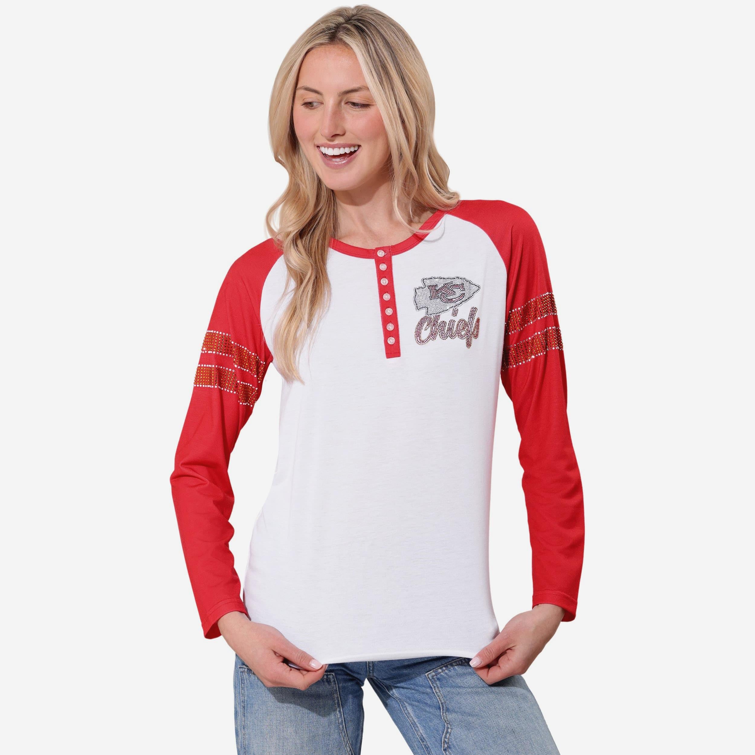 Kansas City Chiefs Henley à manches longues avec strass