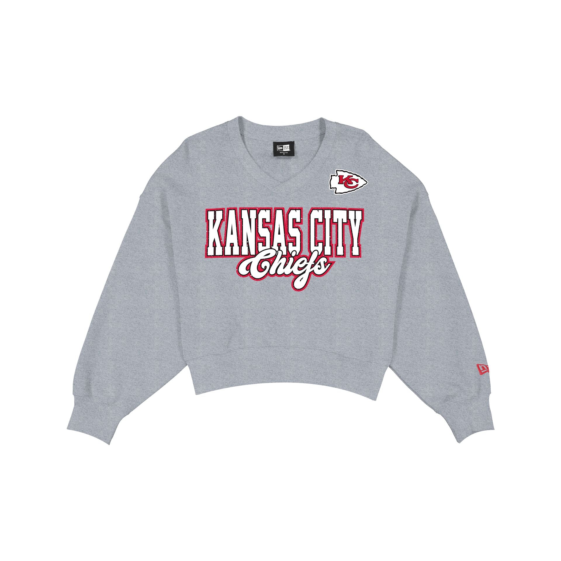 Kansas City Chiefs Col rond pailleté gris chiné pour femme