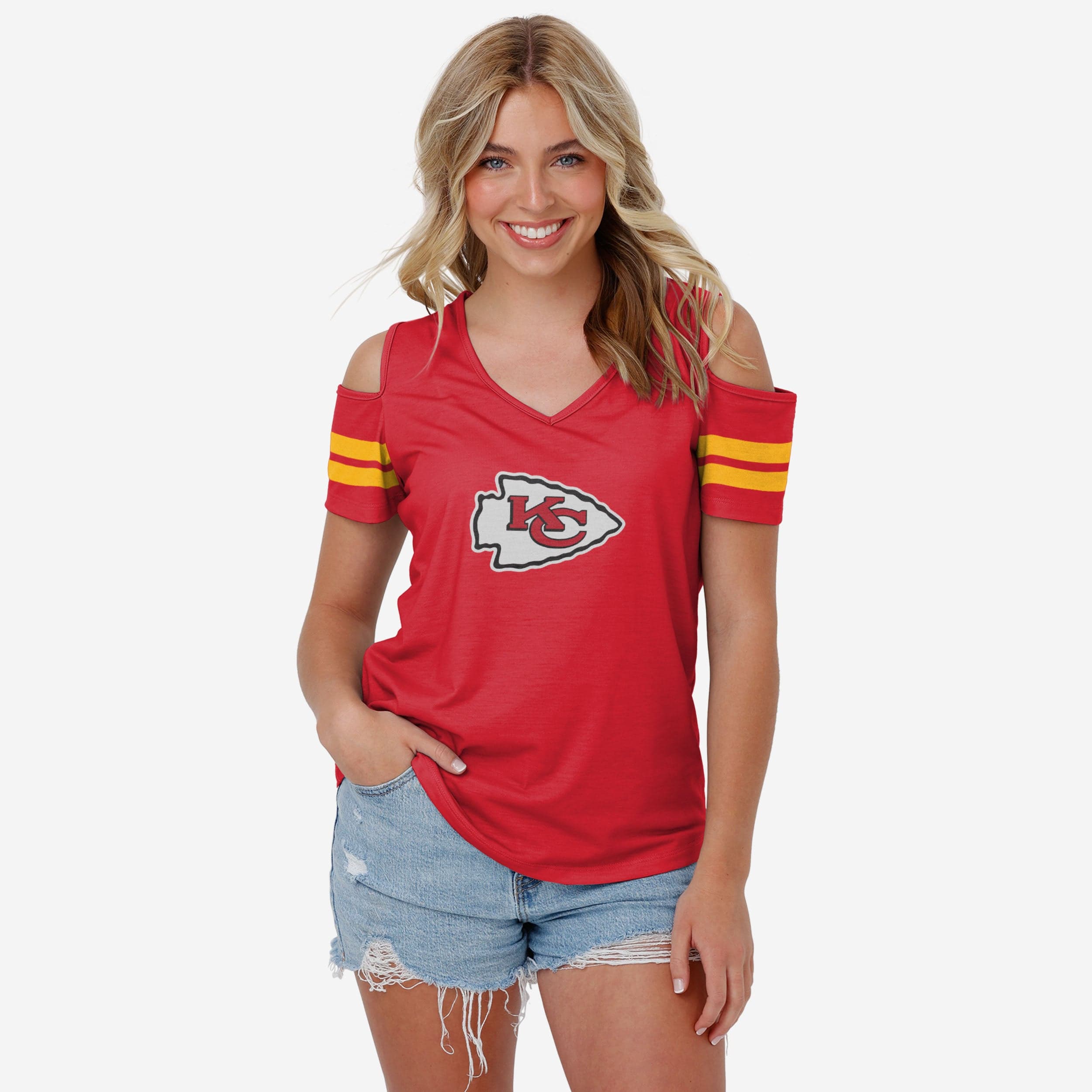 Kansas City Chiefs T-shirt à épaules dénudées pour femme