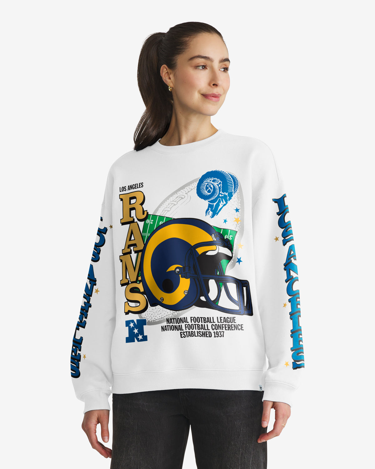 Los Angeles Rams ÉQUIPAGE SURDIMENSIONNÉ HISTORIQUE THUNDEROUS '47 POUR FEMMES