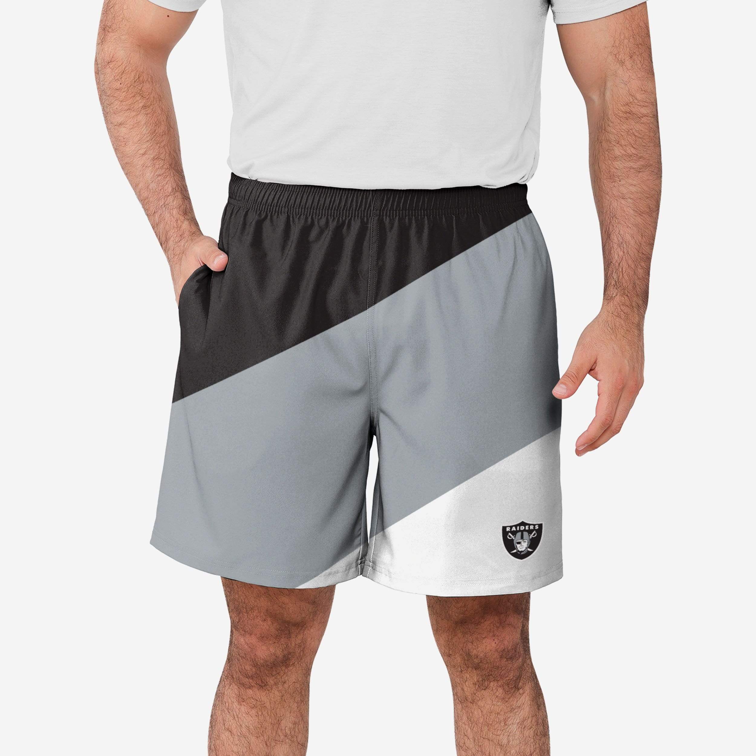 Las Vegas Raiders Short d'entraînement à double doublure en duvet color block