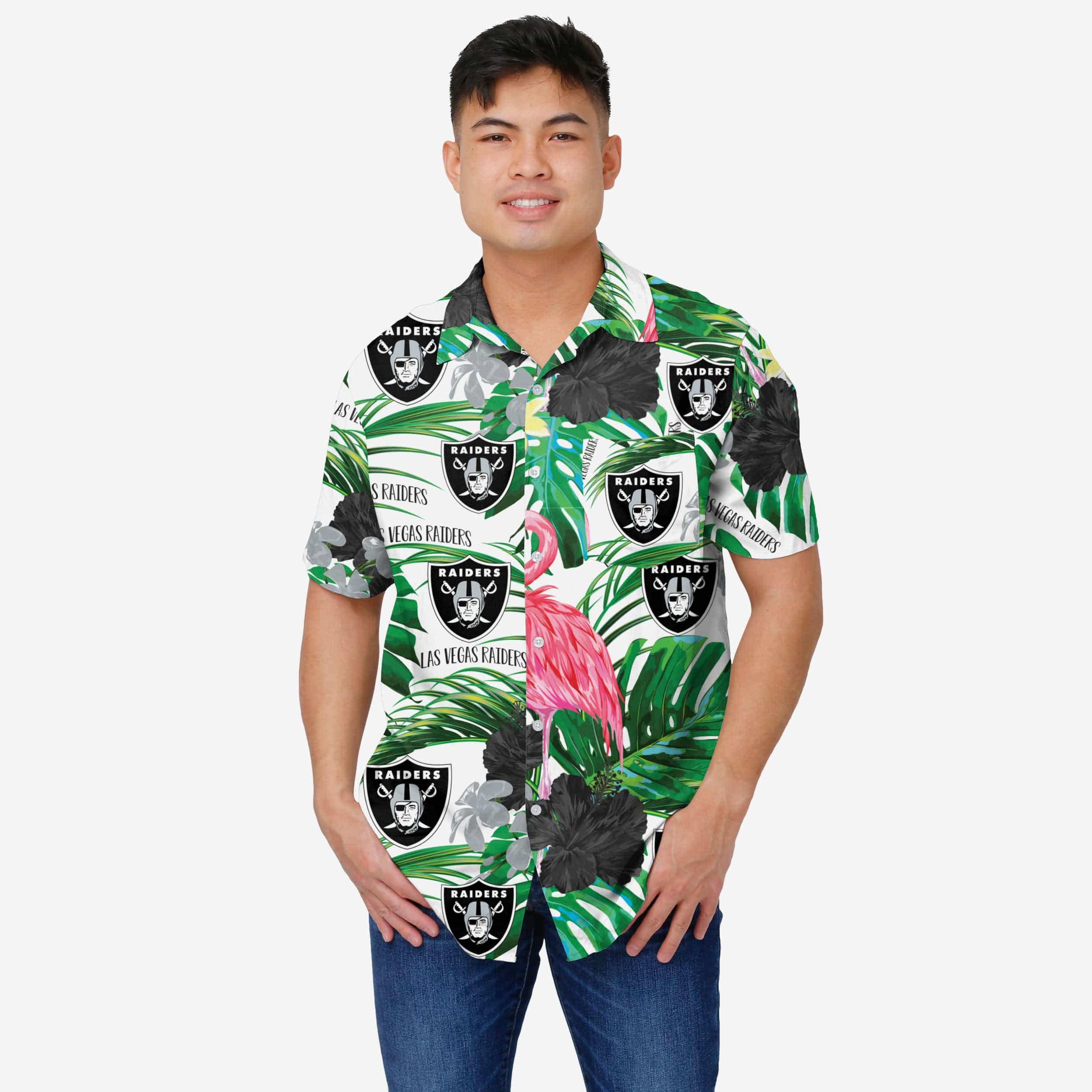 Las Vegas Raiders Chemise boutonnée flamant rose