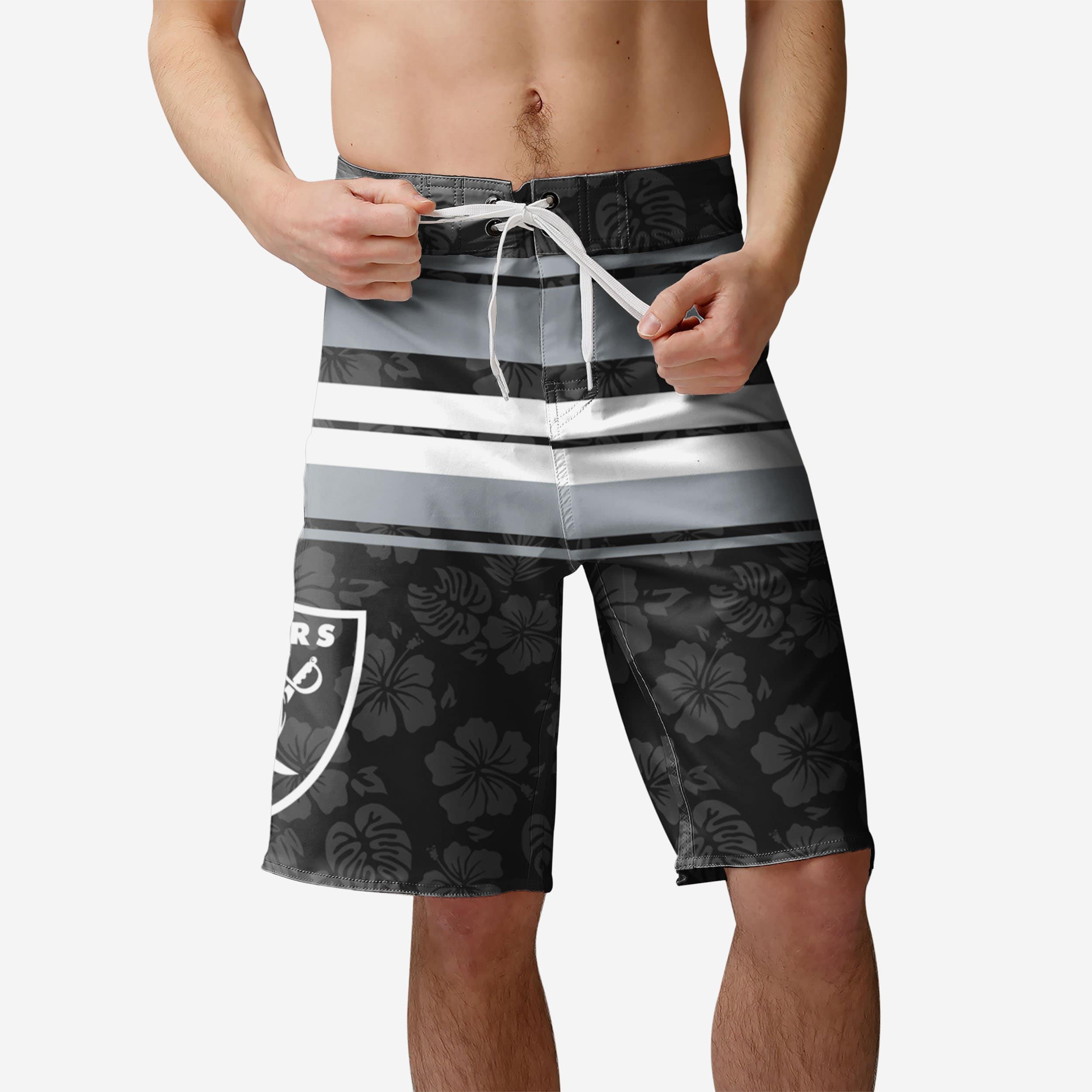 Las Vegas Raiders Short de bain à rayures Hibiscus Boardwalk