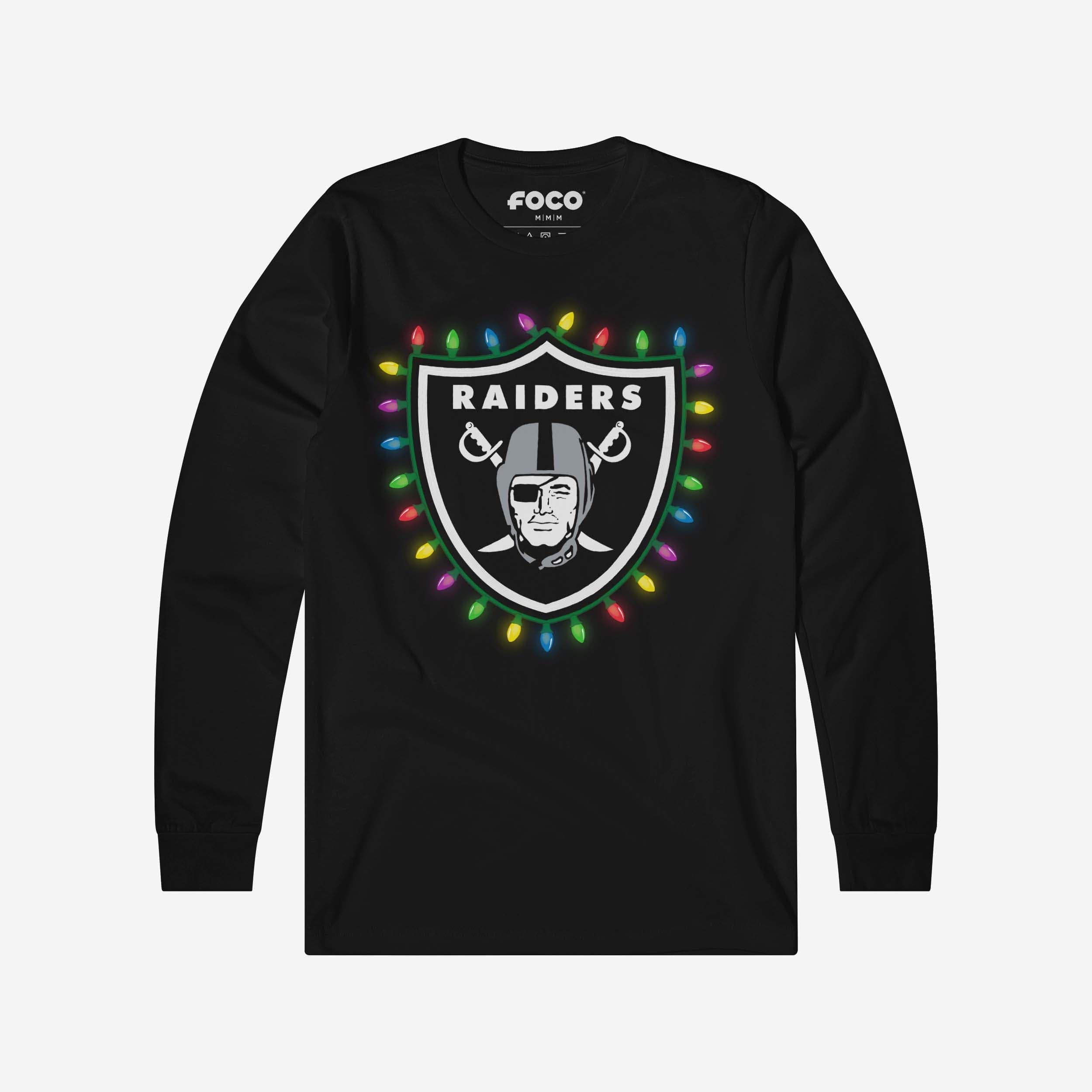 Las Vegas Raiders T-shirt à manches longues avec logo principal Holiday Lights