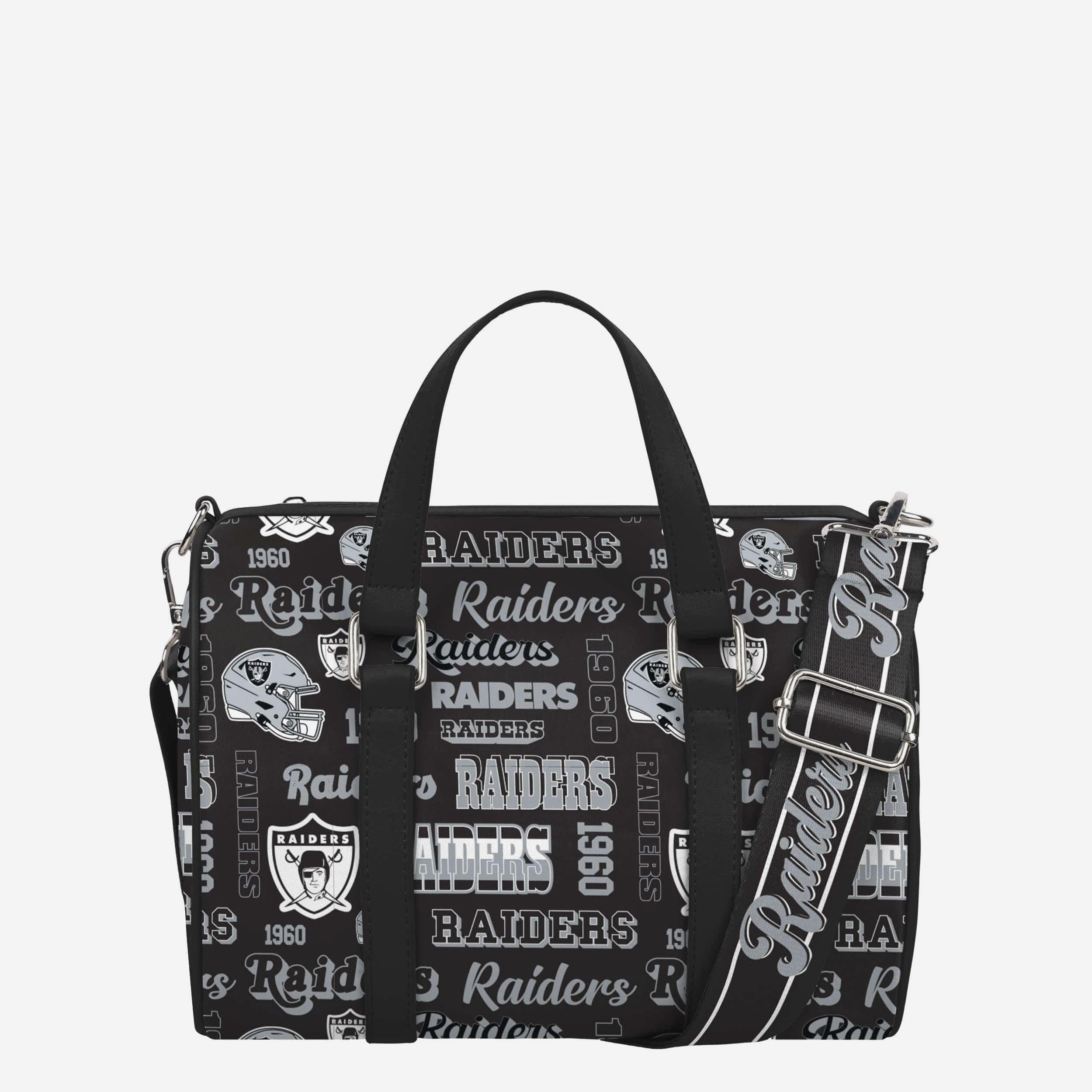 Las Vegas Raiders Répéter Sac tonneau moyen en nylon à imprimé rétro
