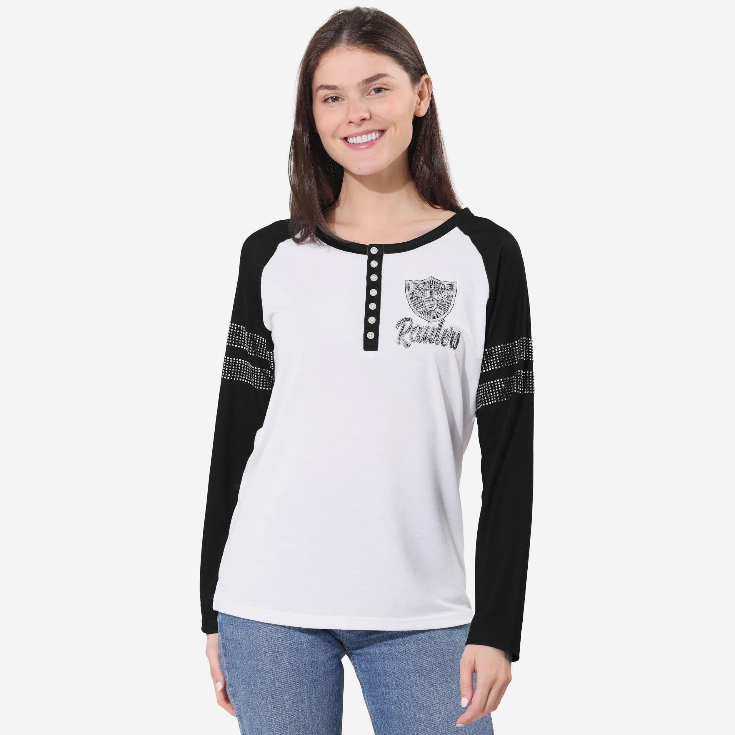 Las Vegas Raiders Henley à manches longues avec strass