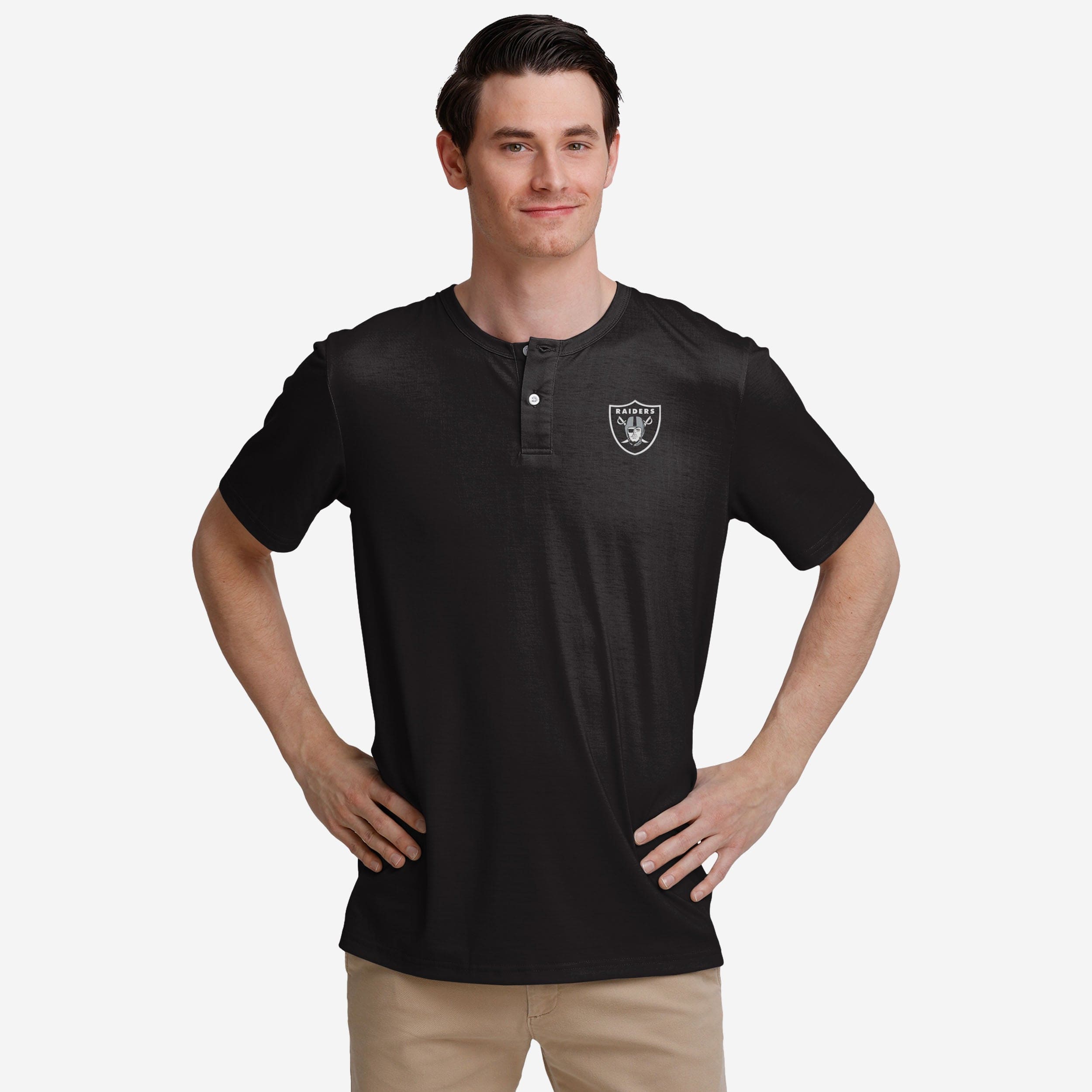Las Vegas Raiders Solid Team Logo Henley à manches courtes