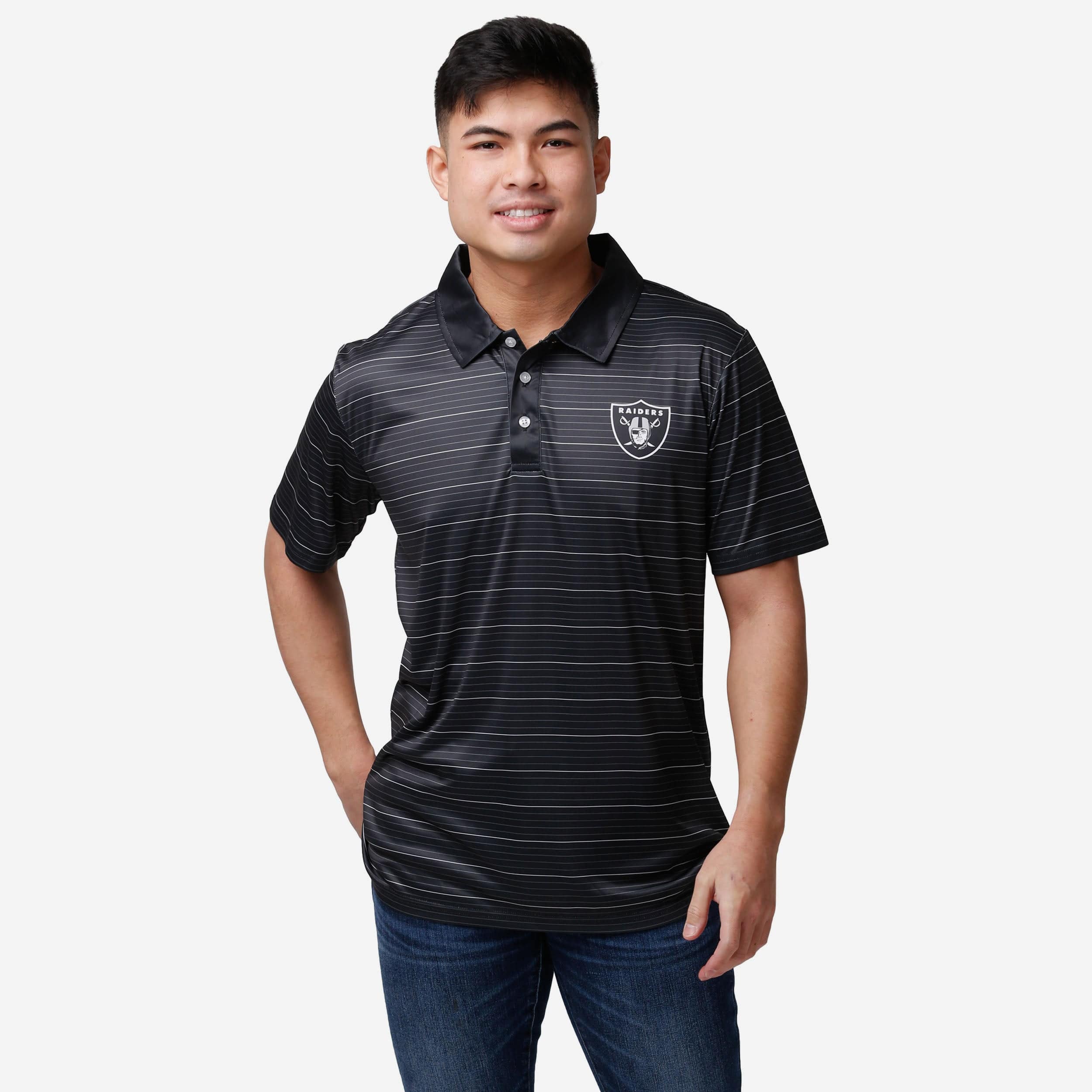 Polo rayé en polyester Las Vegas Raiders