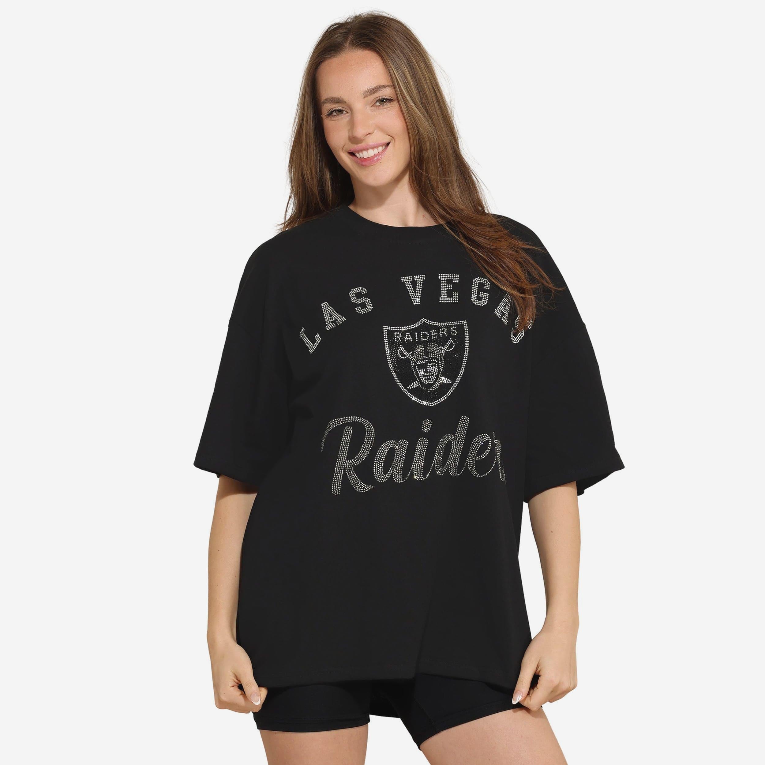 Las Vegas Raiders T-shirt surdimensionné avec logo strass pour femme