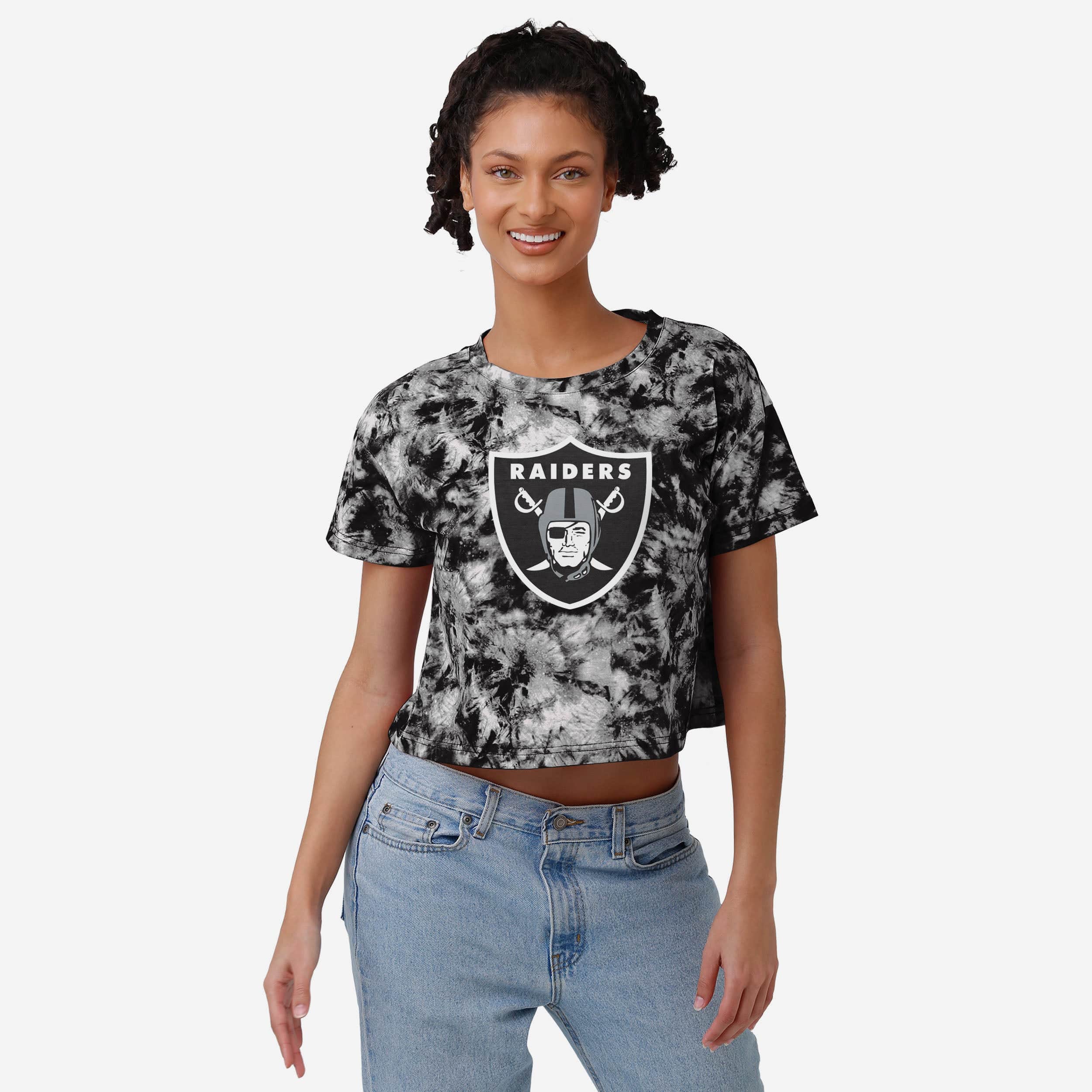 Las Vegas Raiders Haut court à grand logo tie-dye pour femme