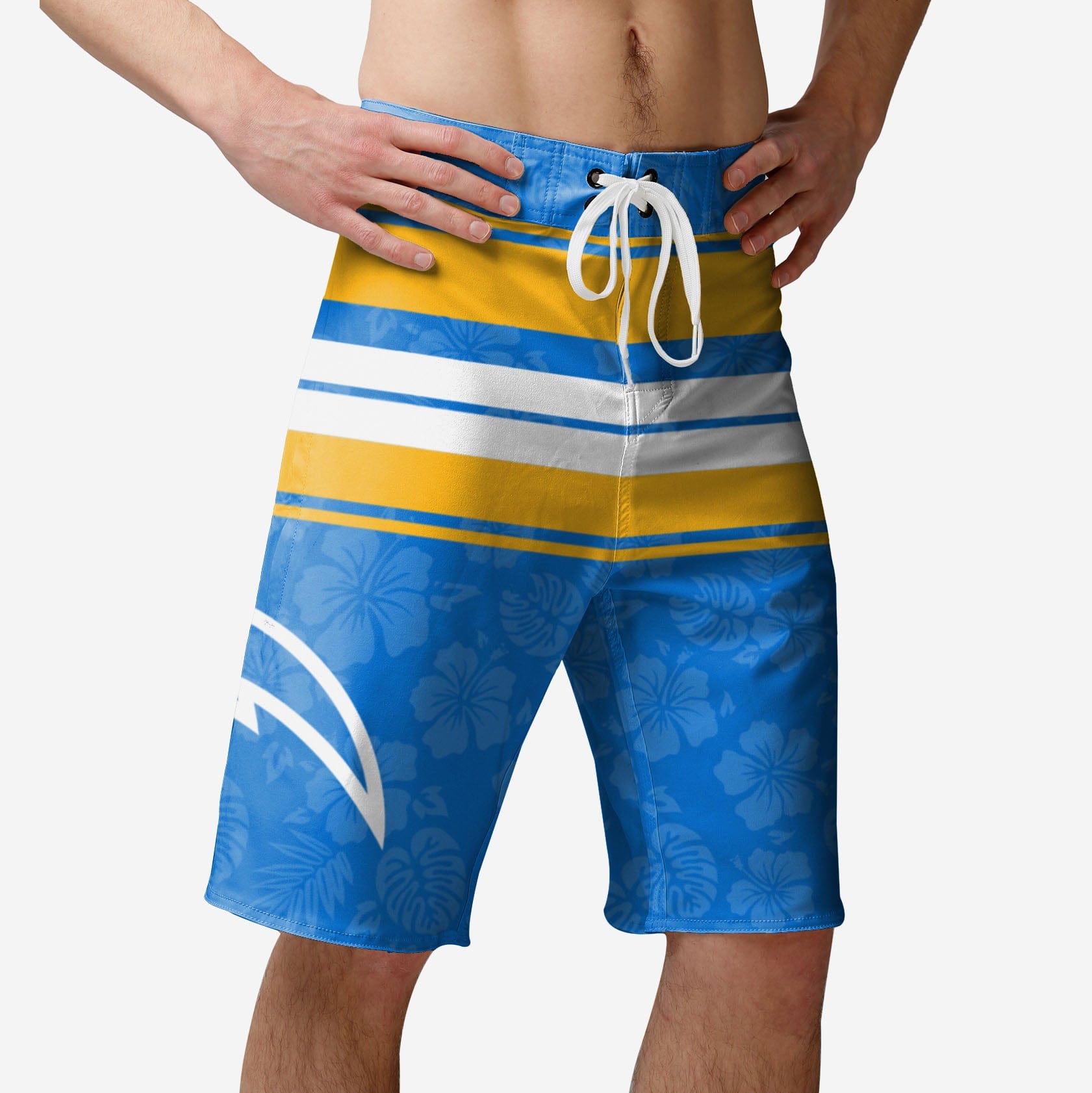 Los Angeles Chargers Short de bain à rayures Hibiscus Boardwalk