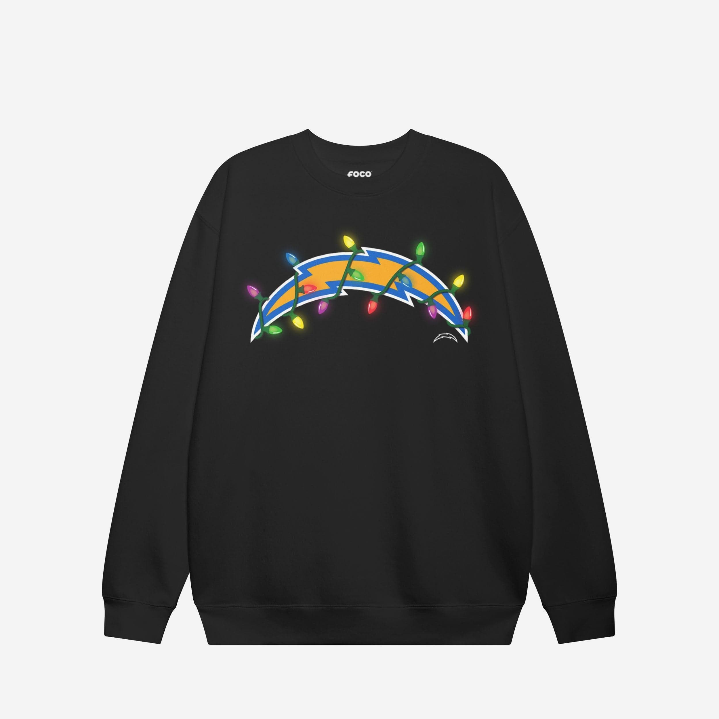 Los Angeles Chargers Sweat-shirt à col rond avec logo principal Holiday Lights