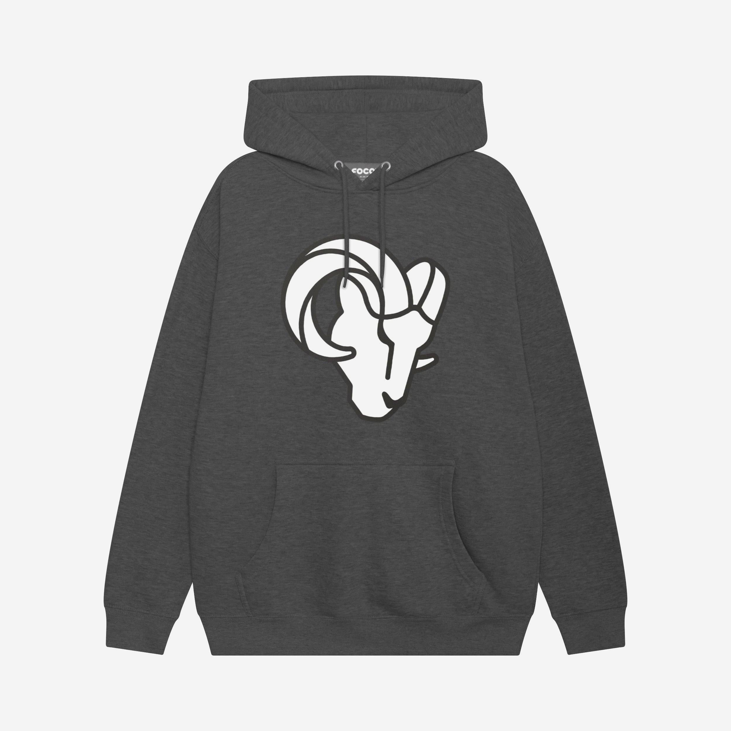 Los Angeles Rams 2020 Sweat à capuche rétro avec logo principal noir et blanc