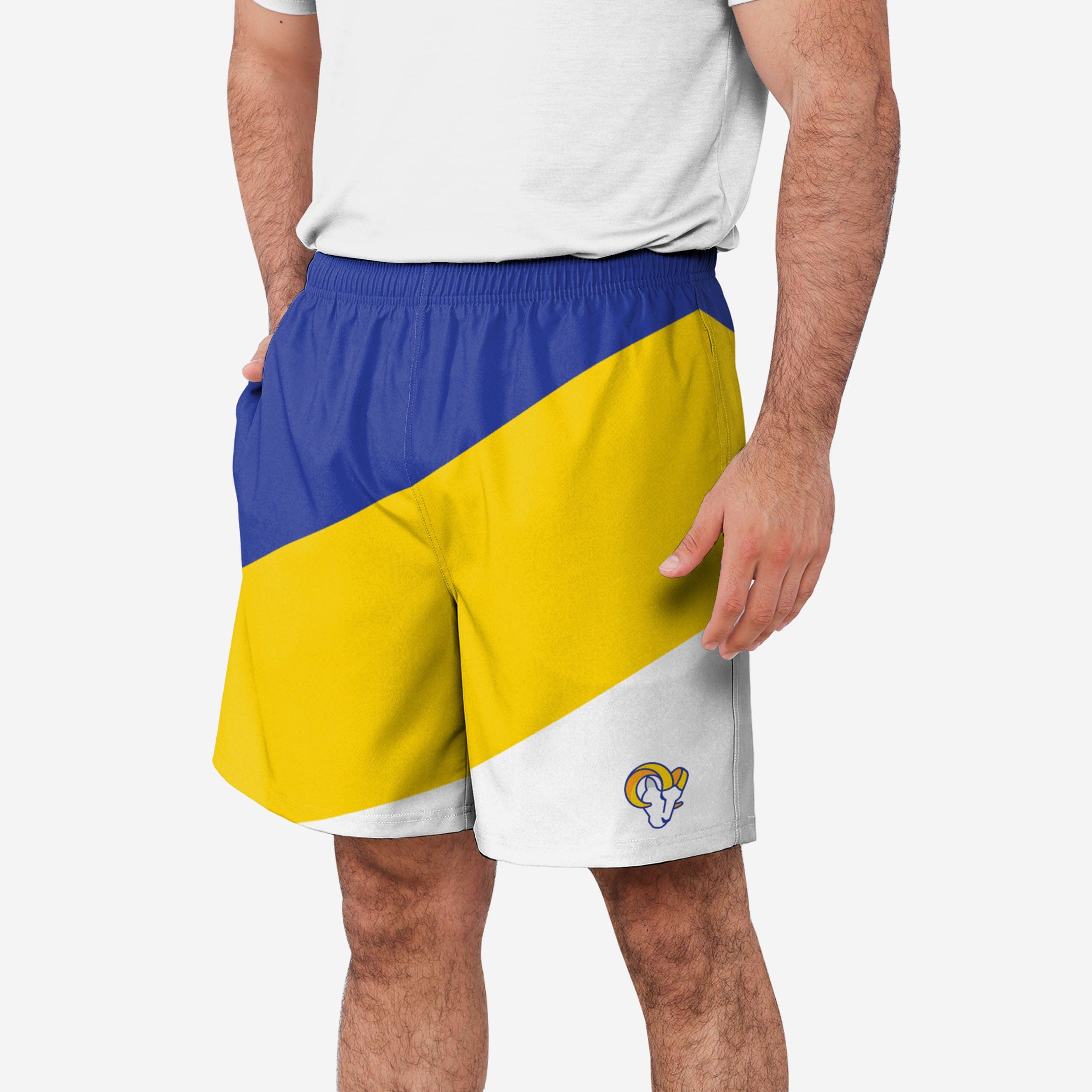 Los Angeles Rams Short d'entraînement à double doublure en duvet color block
