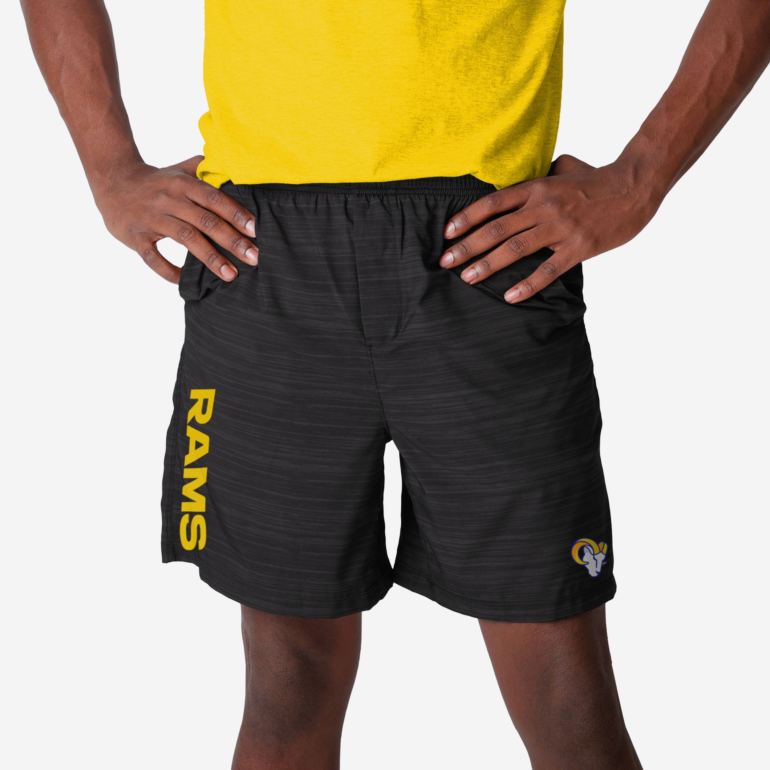 Los Angeles Rams Short doublé tissé noir chiné