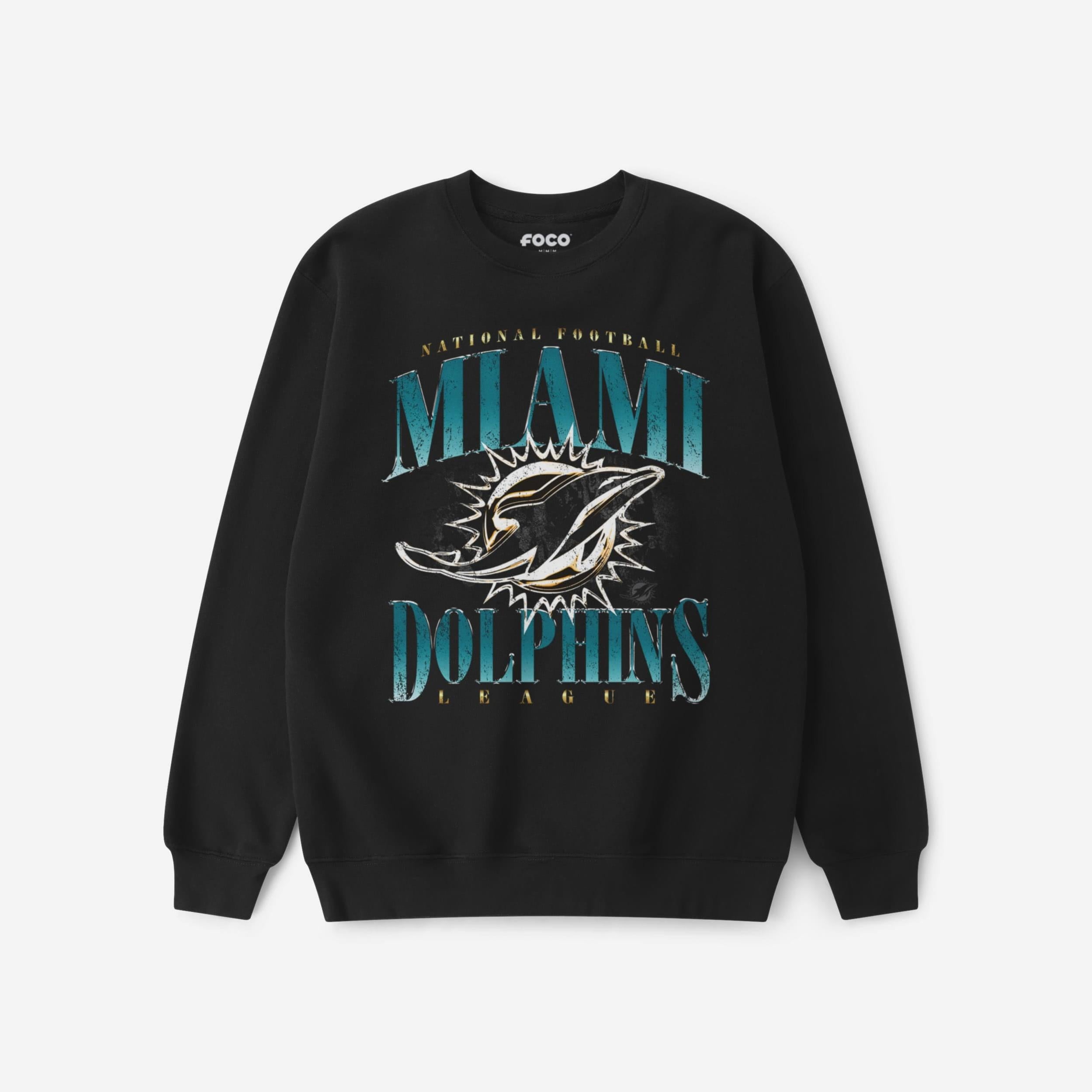 Miami Dolphins Sweat-shirt à col rond chromé Stack