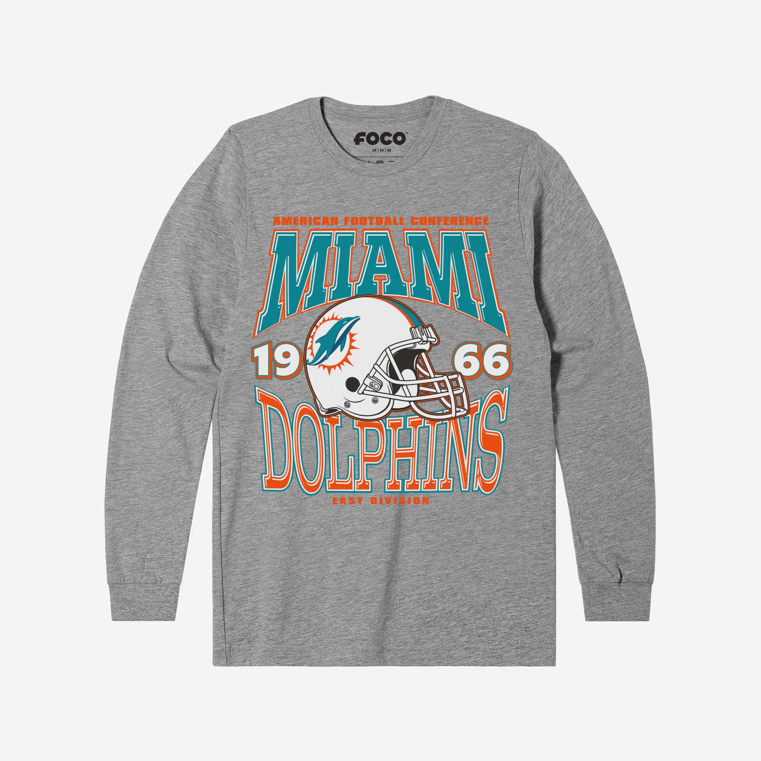 Miami Dolphins T-shirt à manches longues avec casque d'équipe classique