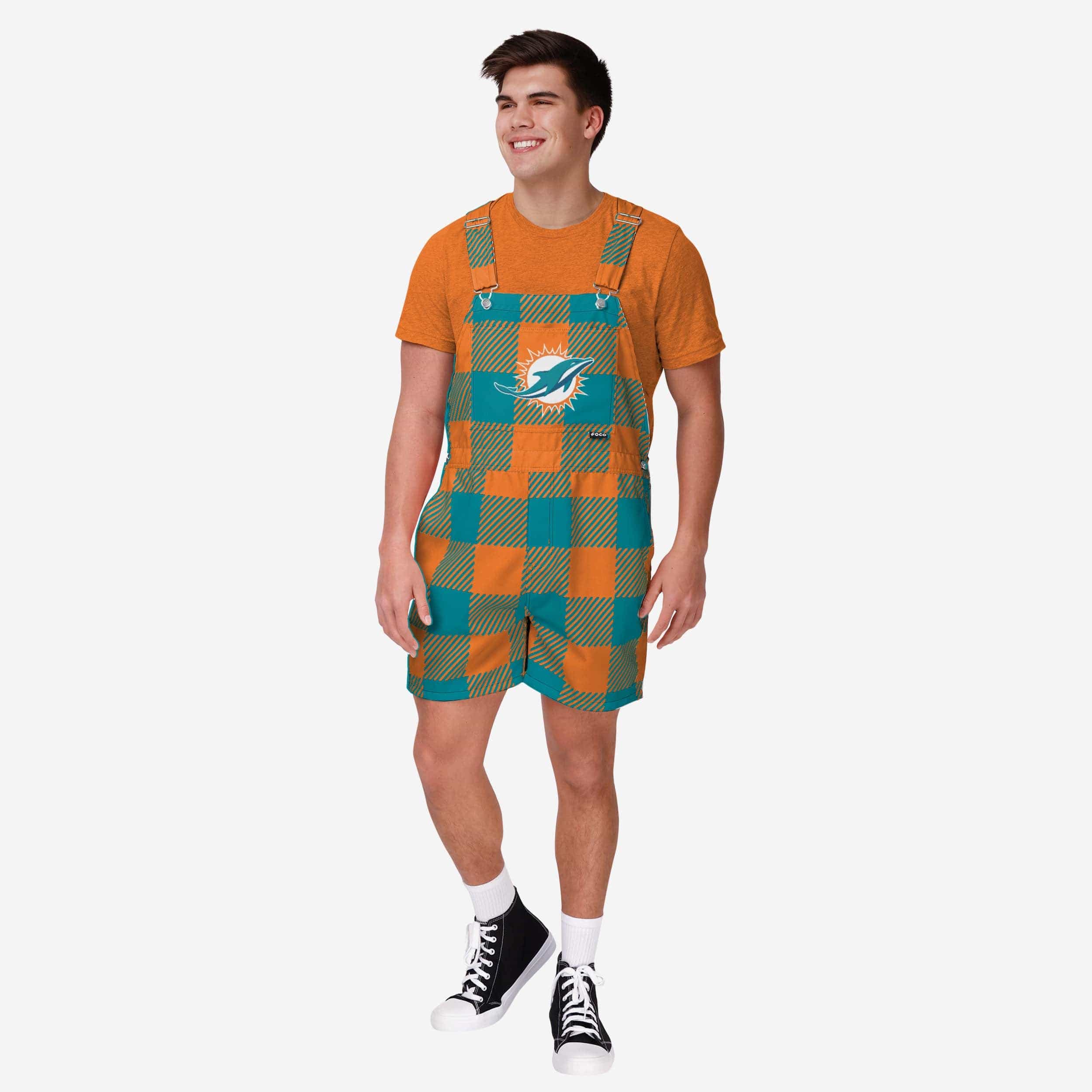 Miami Dolphins Cuissard à bretelles à carreaux pour hommes