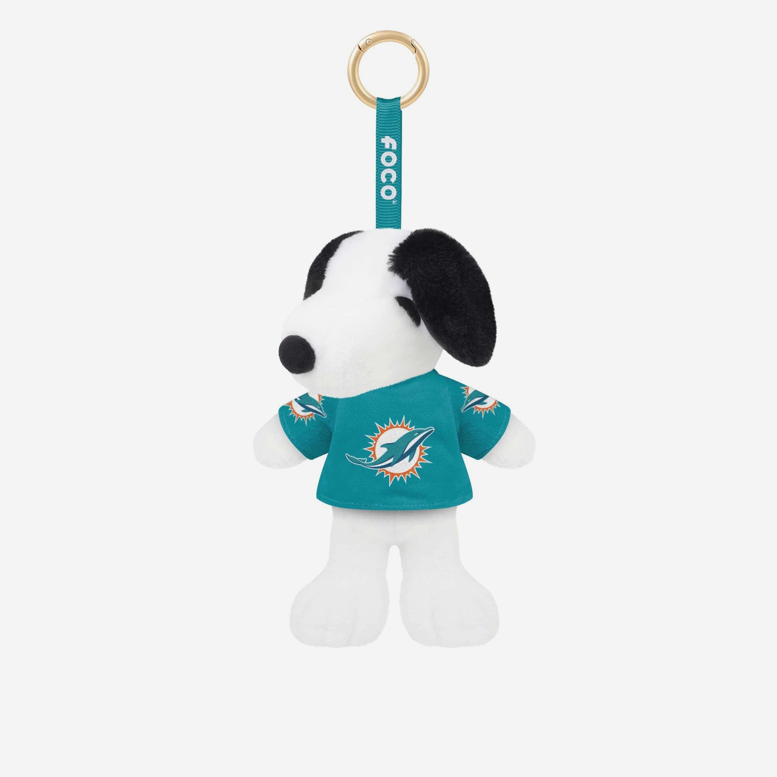 Miami Dolphins Porte-clés en peluche Snoopy Peanuts avec breloque pour sac