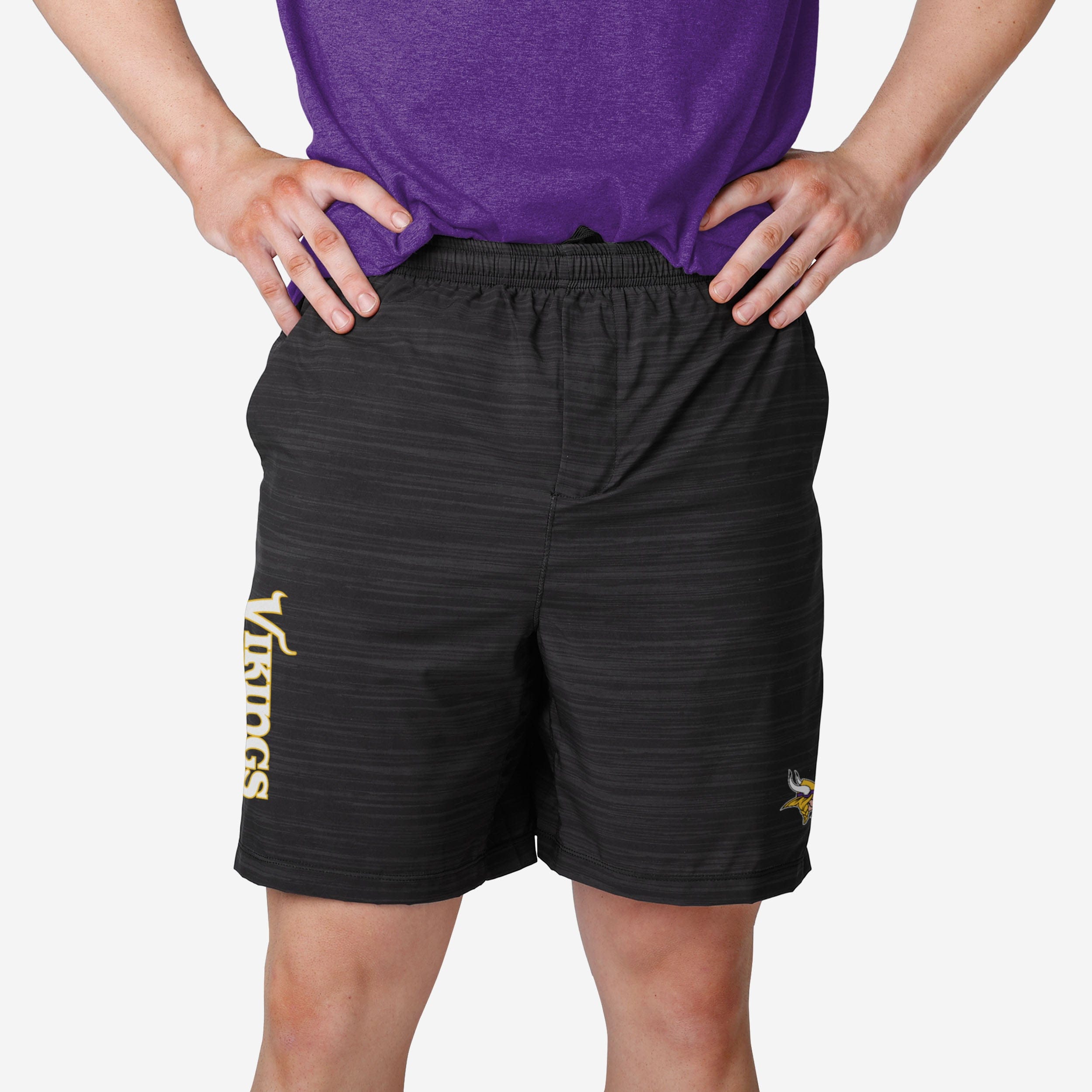 Minnesota Vikings Short doublé tissé noir chiné